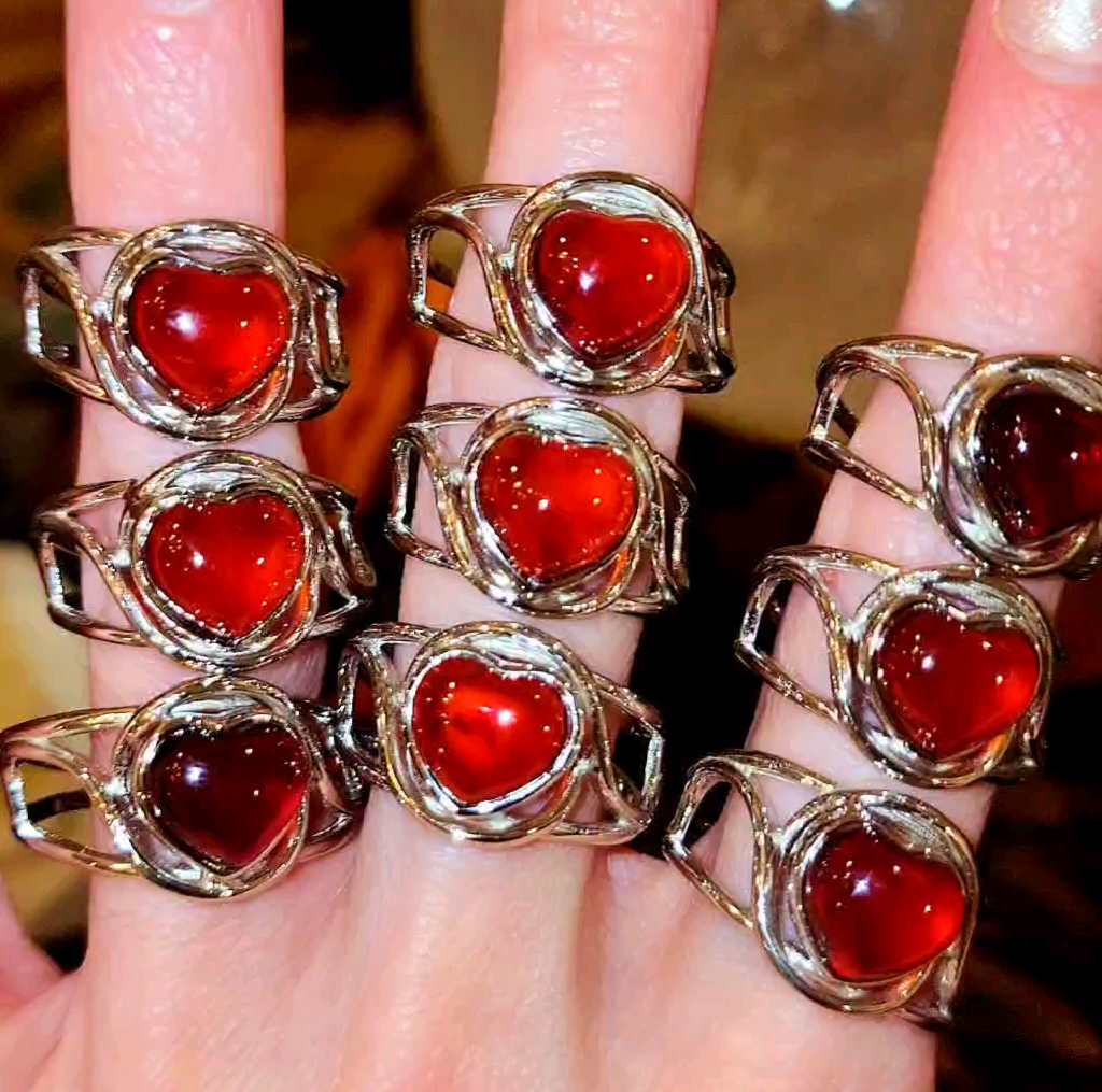 Enchanting Hessonite Garnet Cuff Rings