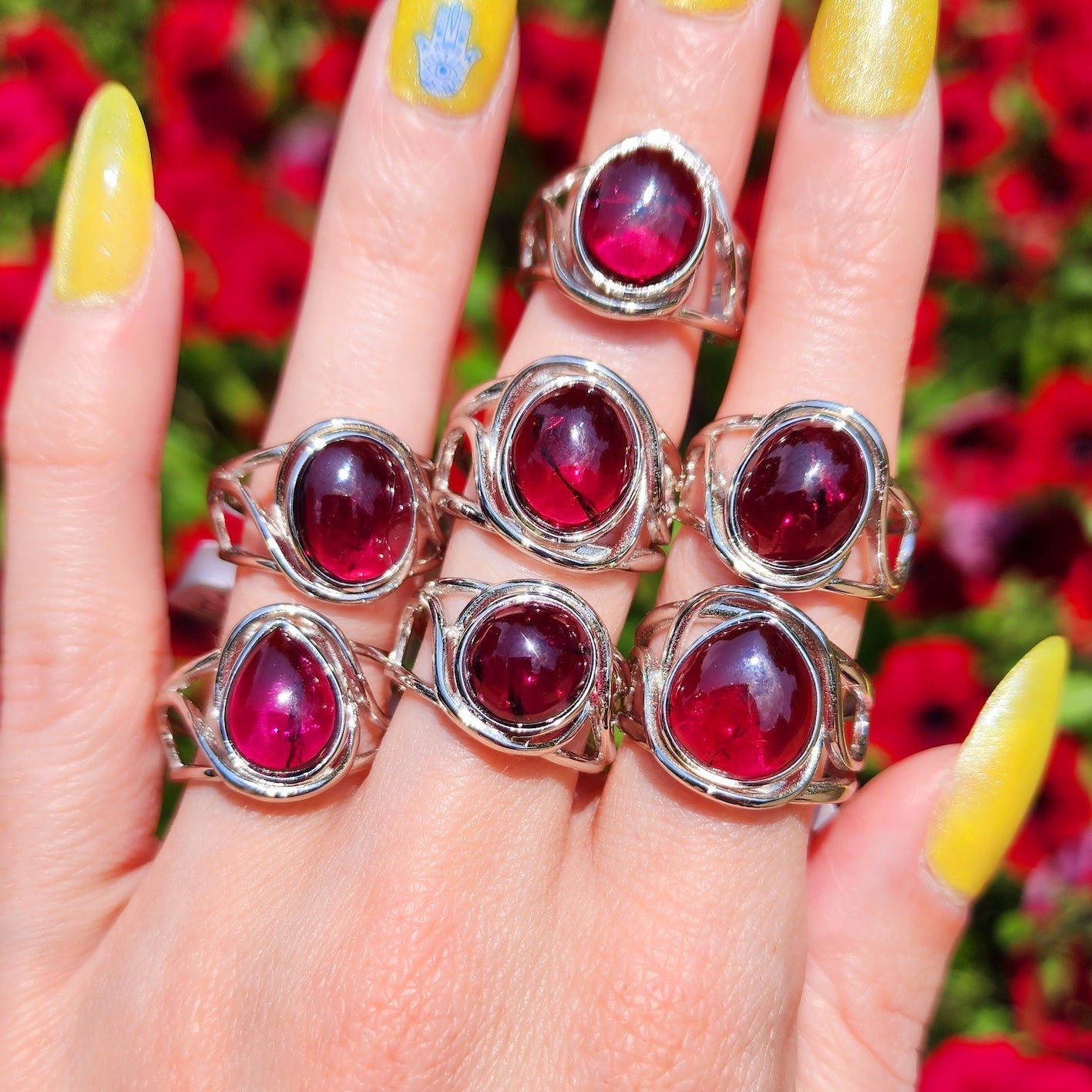 Enchanting Rhodolite Garnet Finger Bracelets