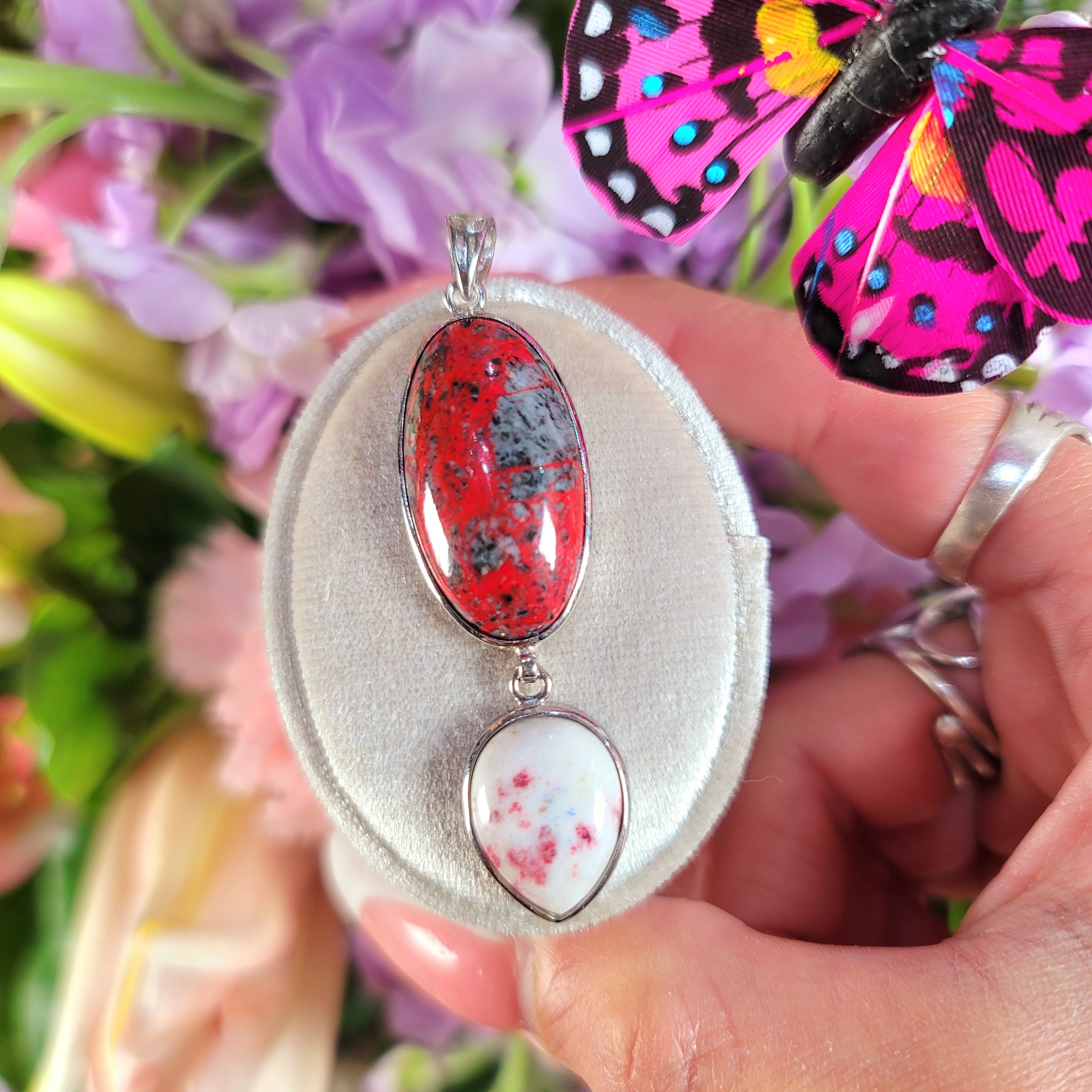 Cinnabar Double Pendant .925 Sterling Silver for Creativity, Empowerment and Transformation