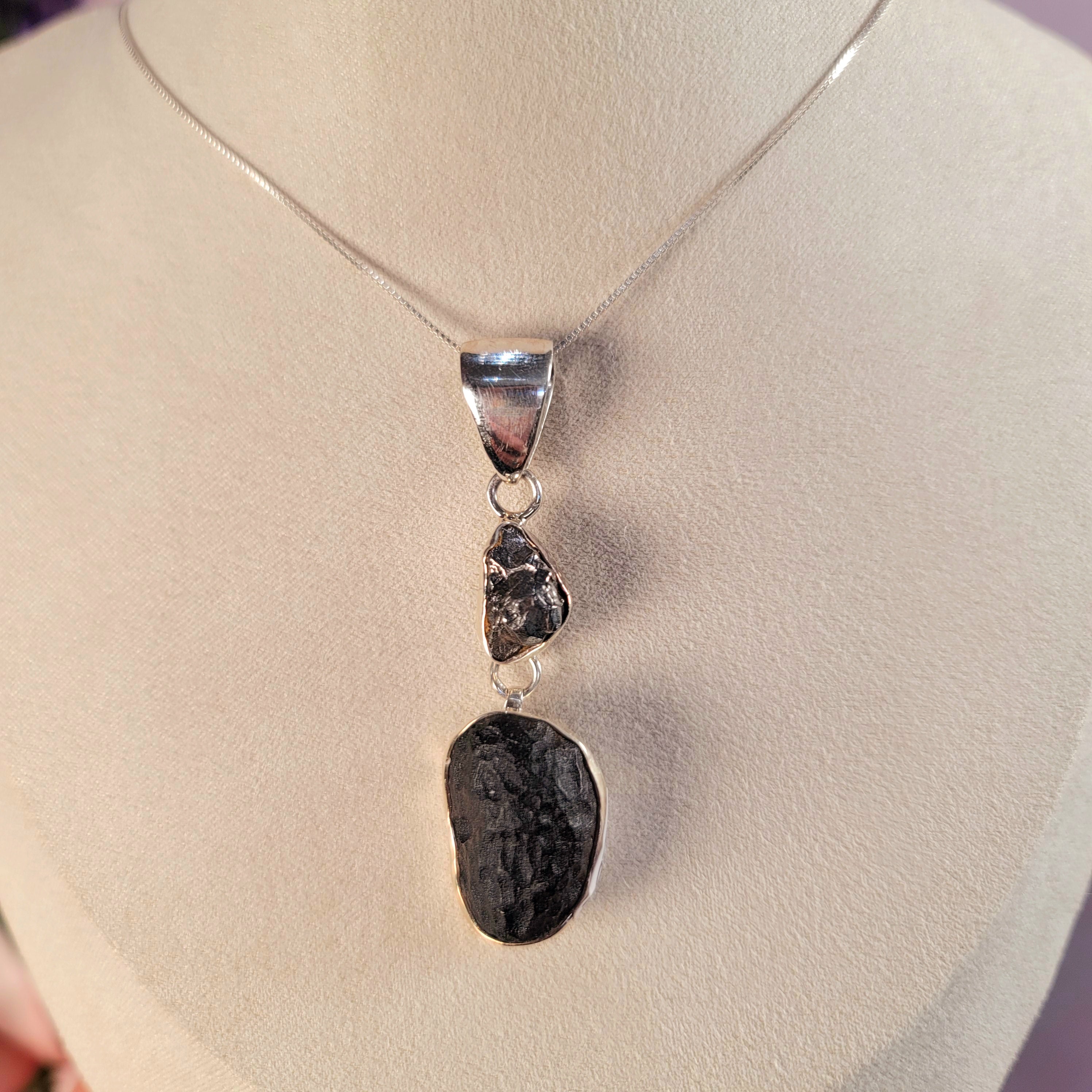 Meteorite & Colombianite Necklace for Enhancing your Life Force Energy