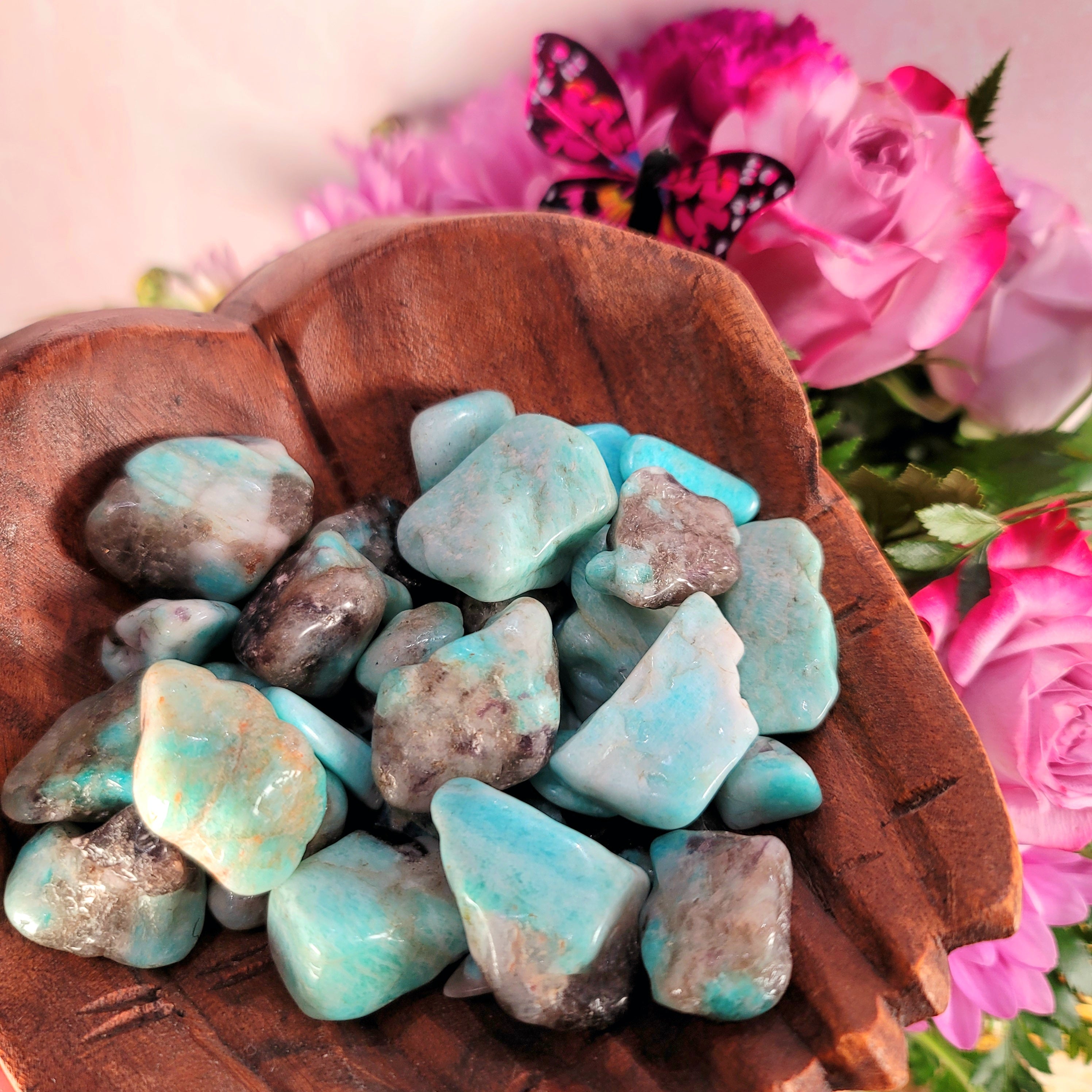 Amazonite with Smokey Quartz Inclusions Tumble for Empowering you to Manifest your Dreams