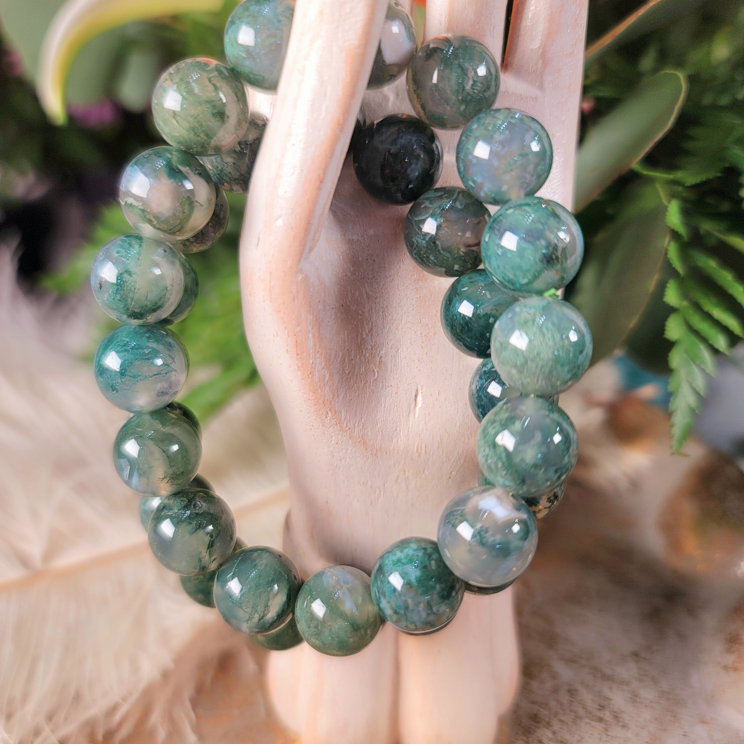 Moss Agate Bracelet for Bringing Your Dreams to Reality, Grounding and Healing