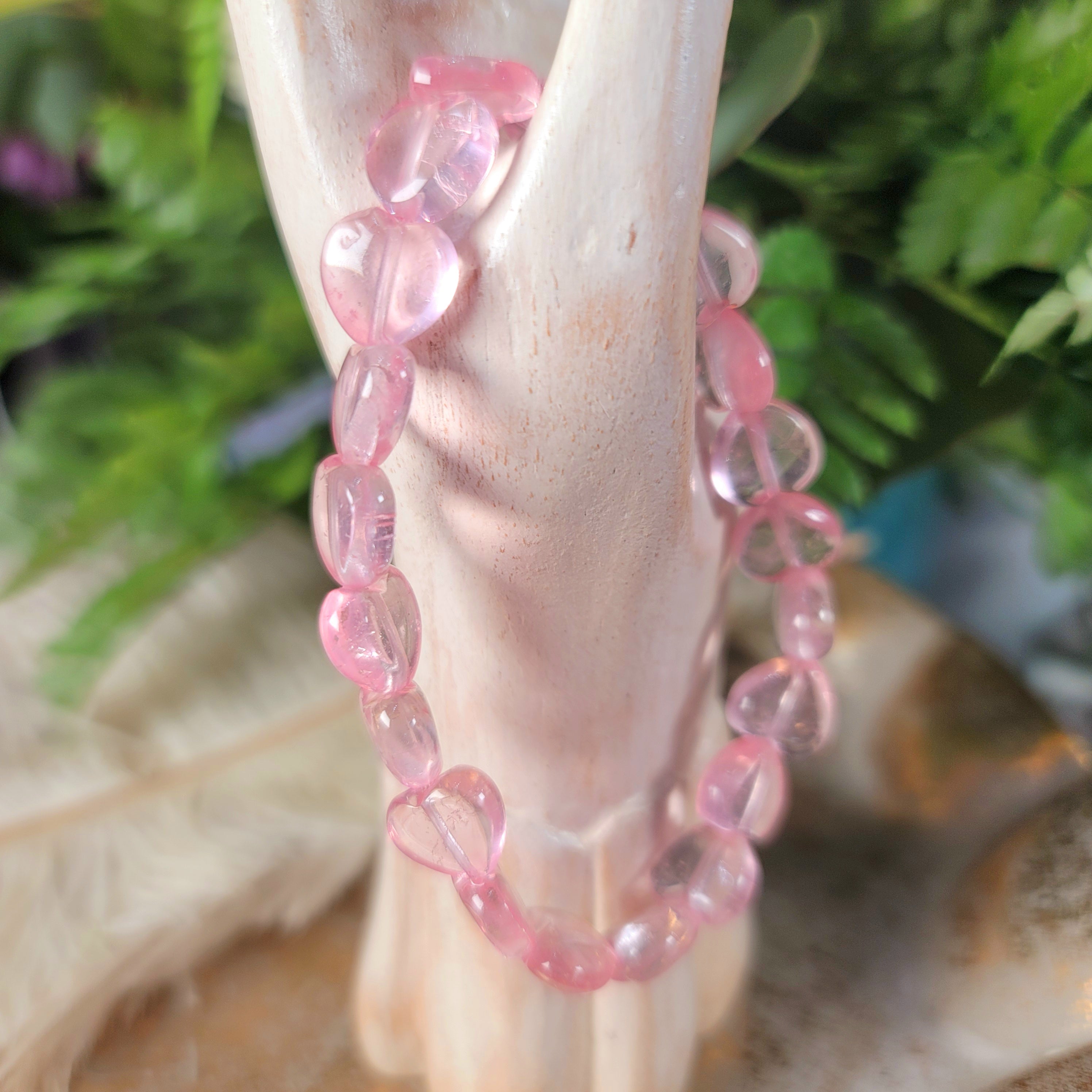 Pink Topaz Heart Bracelet for Honesty, Forgiveness, Positivity & Relaxation