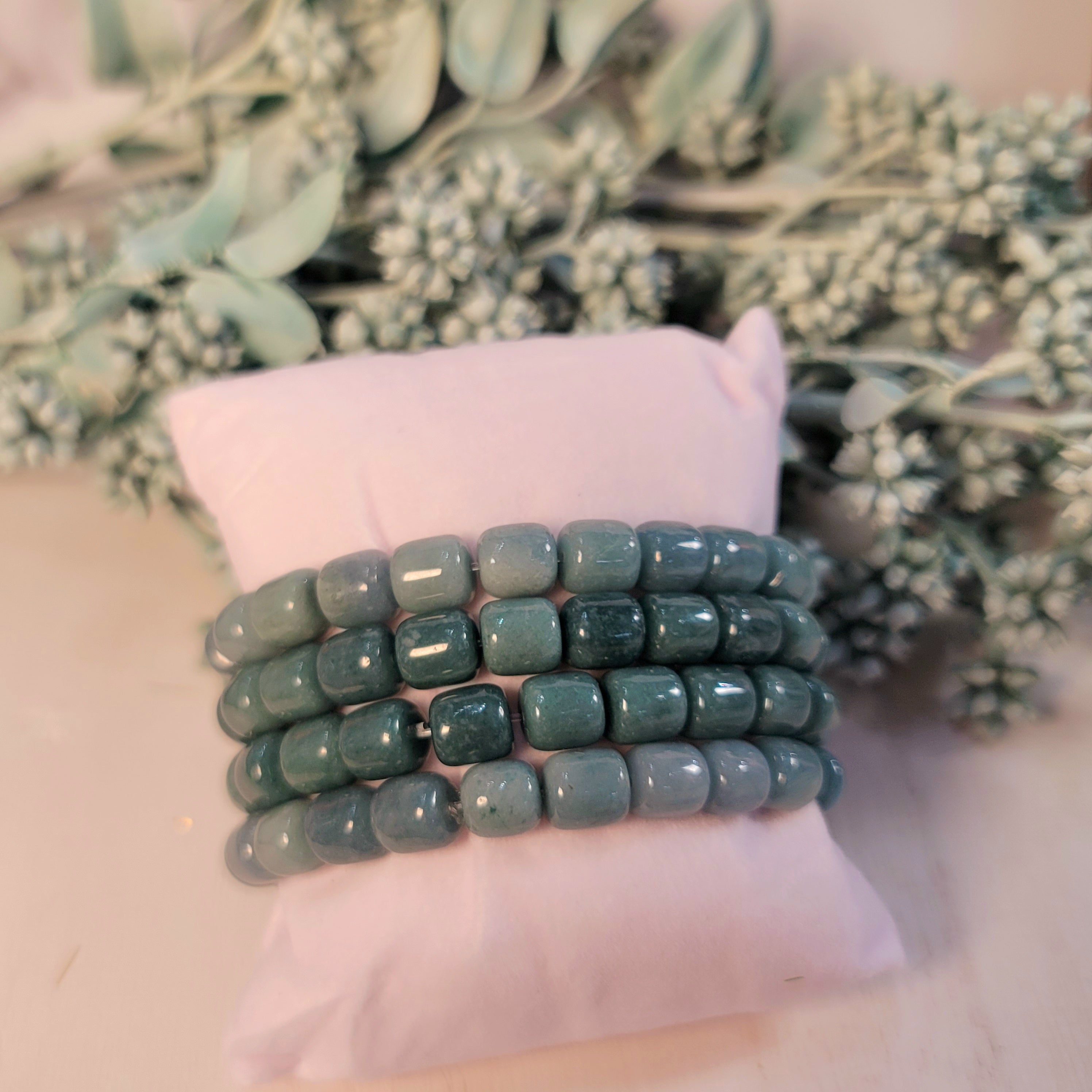 Guatemalean Blue Jadeite Marshmellow Bracelet for Protection and Luck
