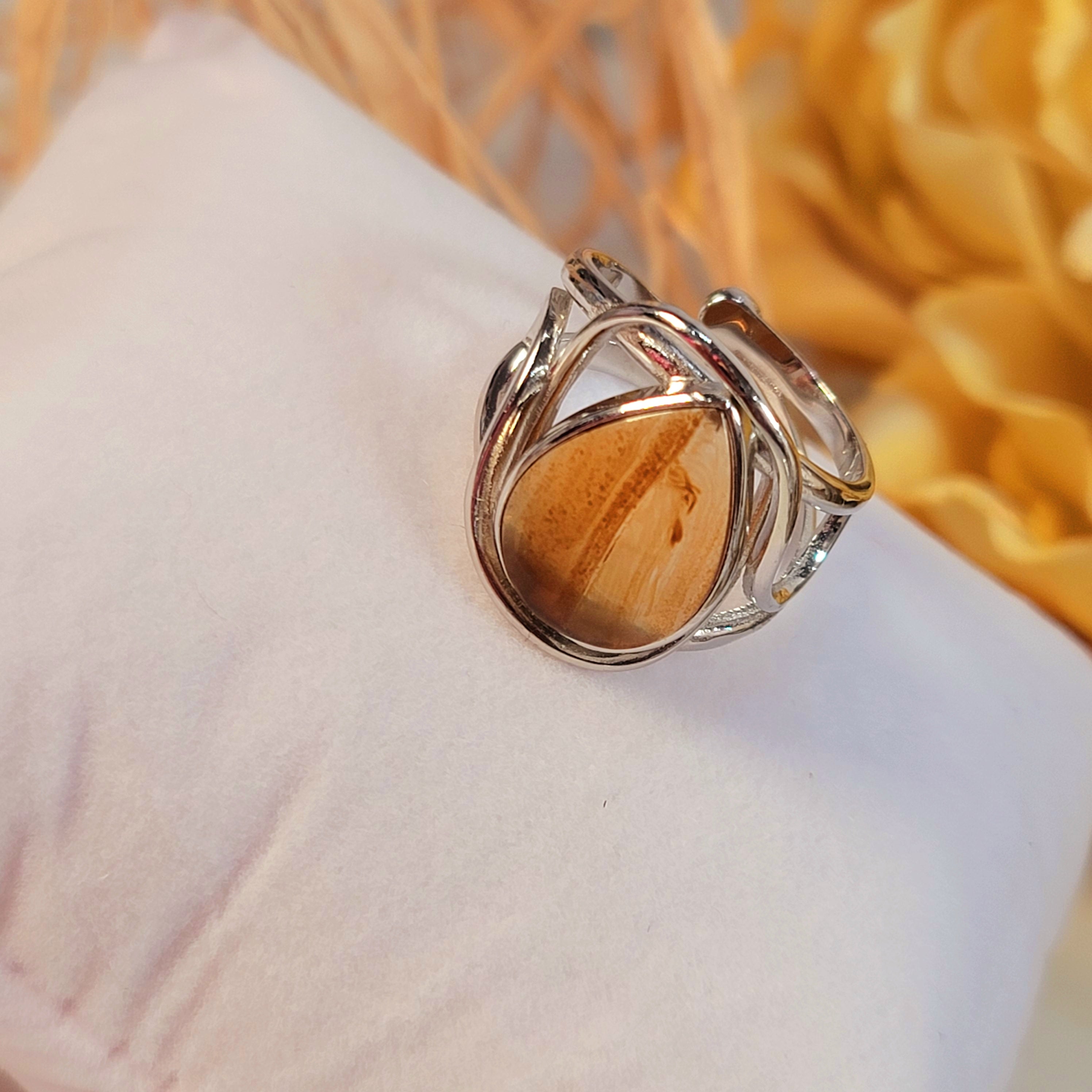 Amber Finger Cuff Adjustable Ring .925 Silver for Manifesting Abundance, Optimism & Purification of Energy