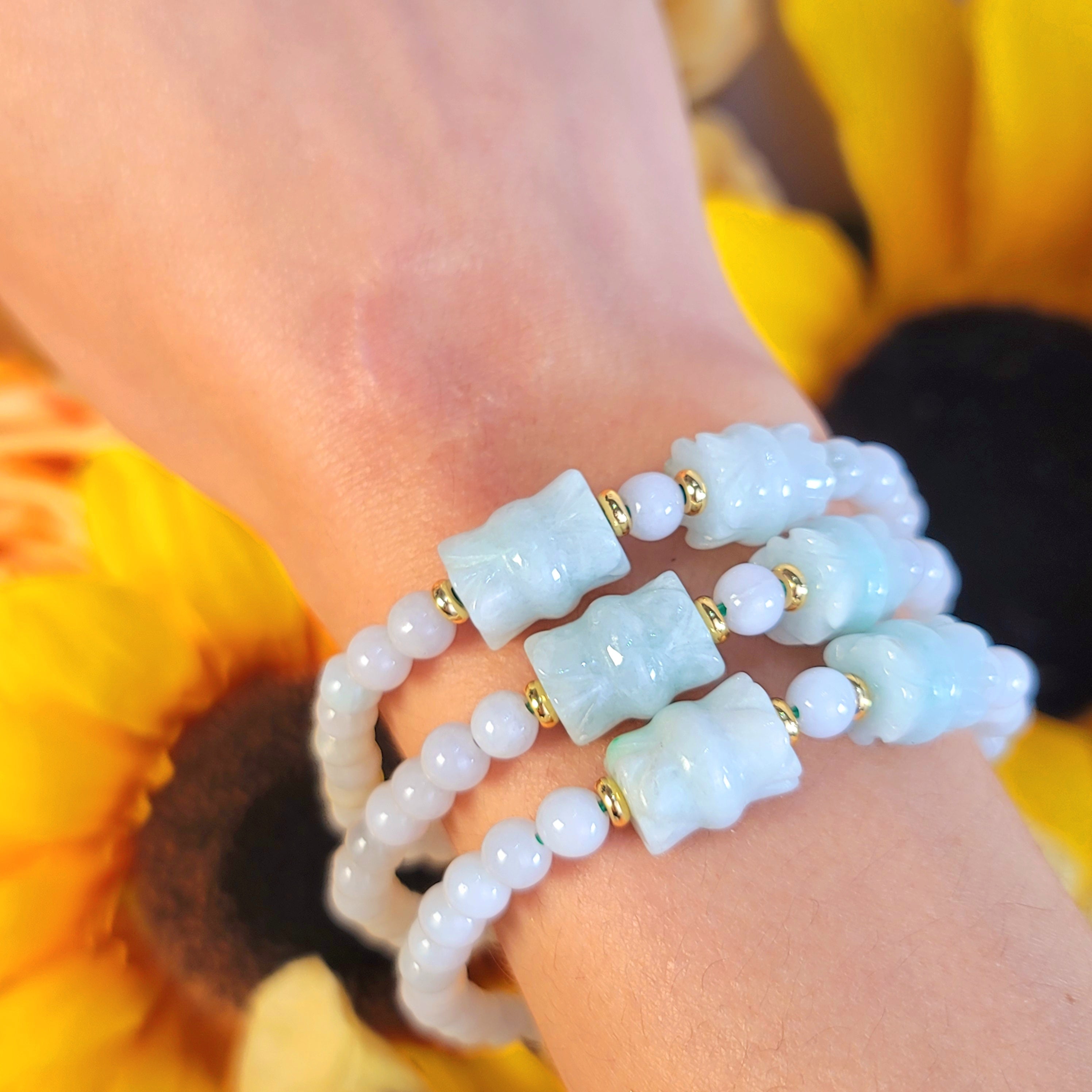 Jade Lotus Bracelet for Abundance, Health and Joy