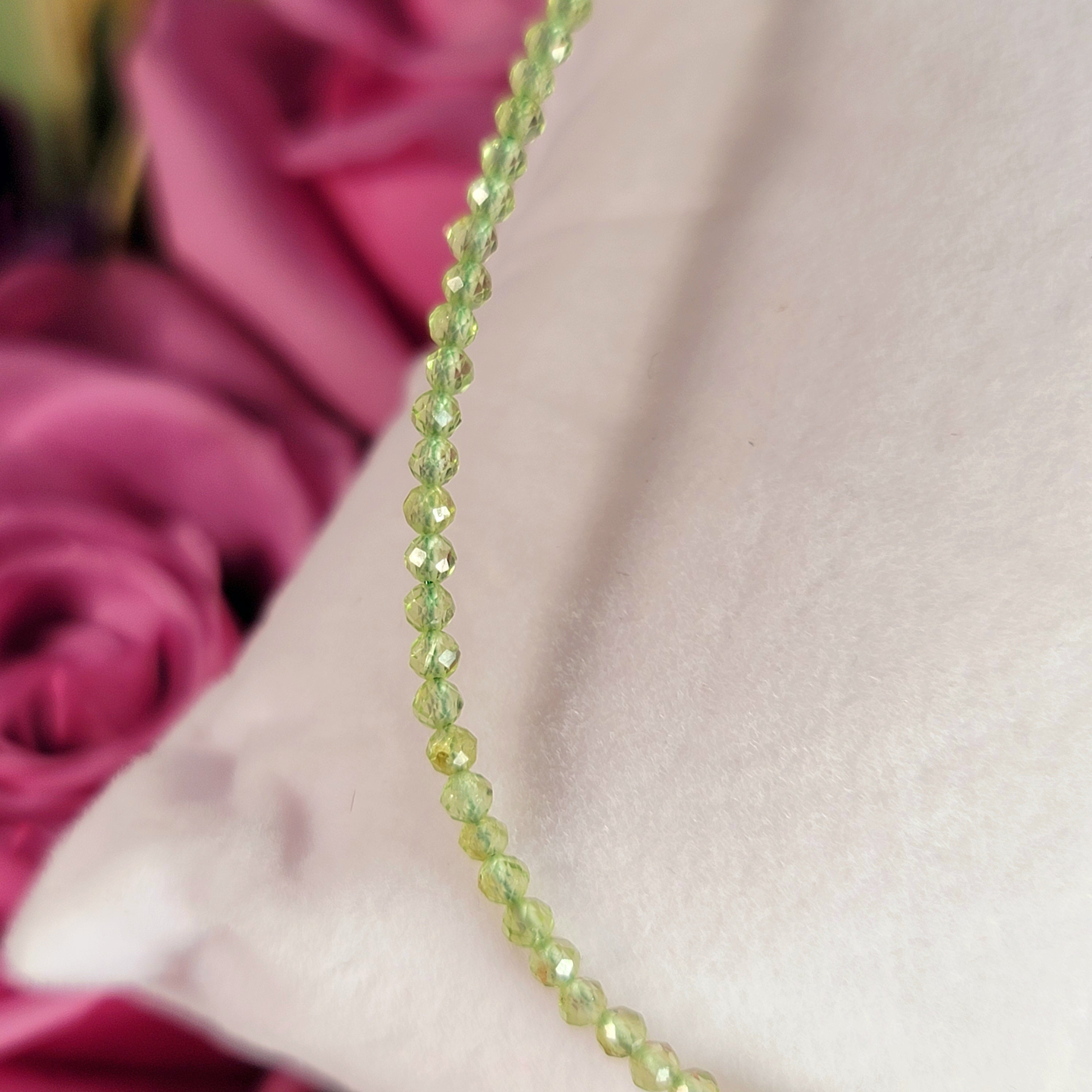 Peridot Micro Faceted Anklet .925 Silver for Power, Prosperity and Protection