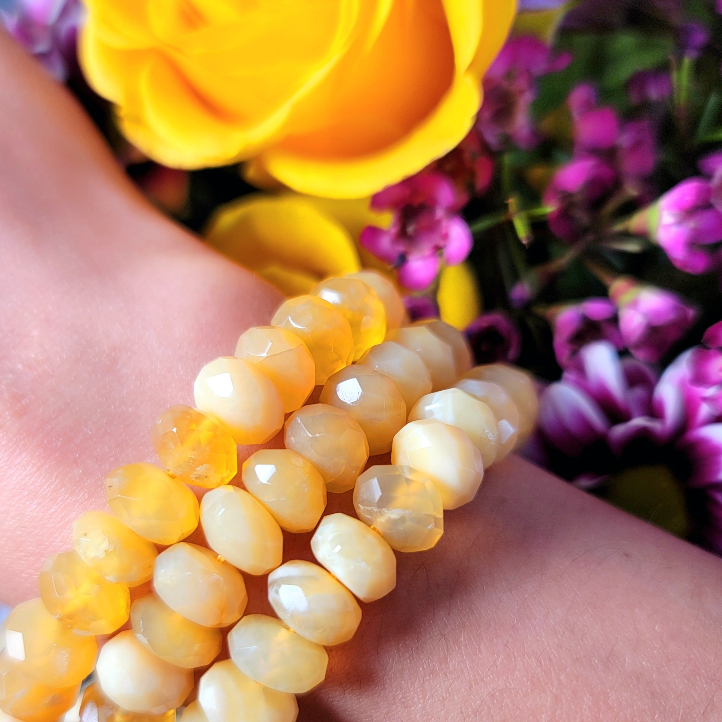 Yellow Opal Faceted Rondell Bracelet for Confidence, Joy & Optimism