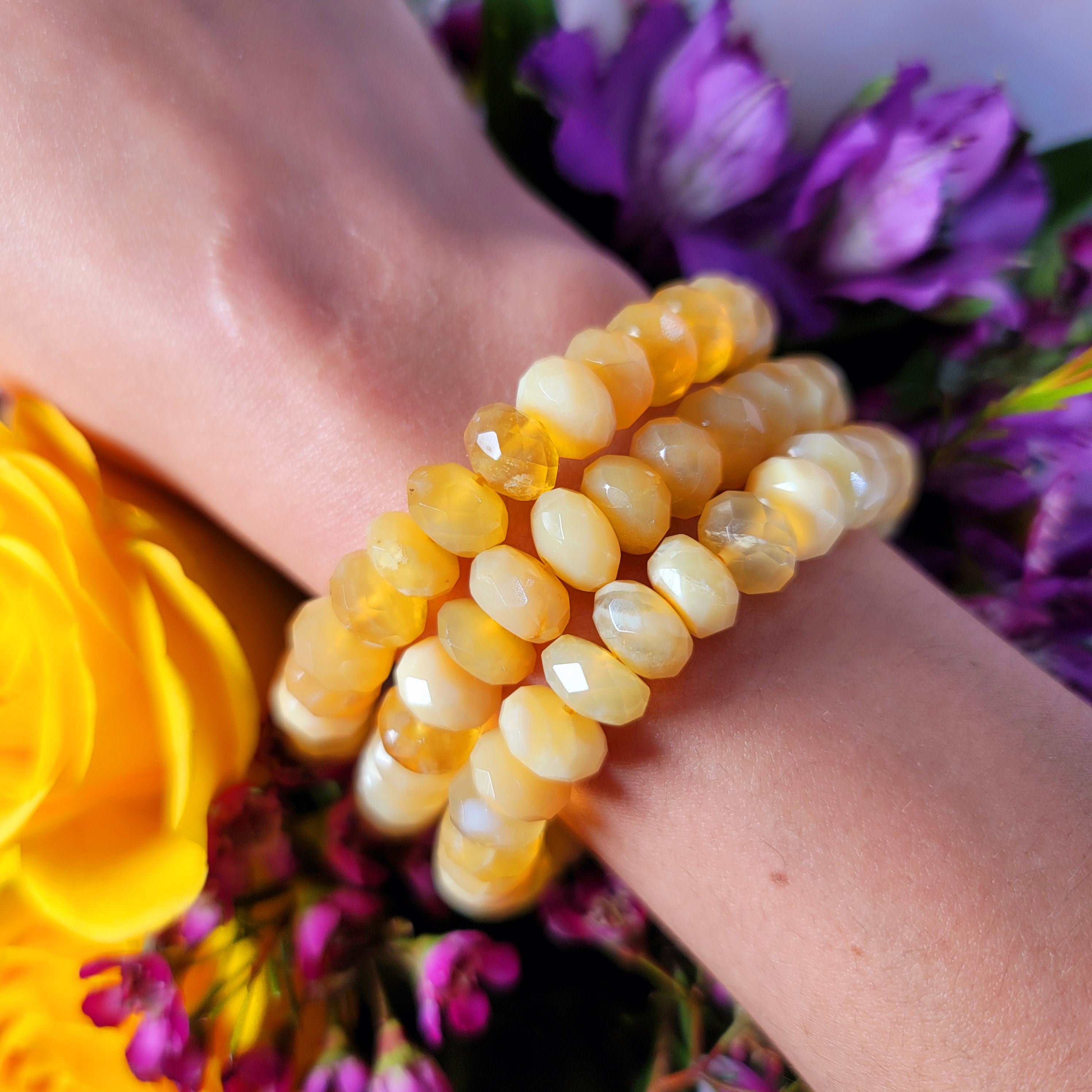 Yellow Opal Faceted Rondell Bracelet for Confidence, Joy & Optimism