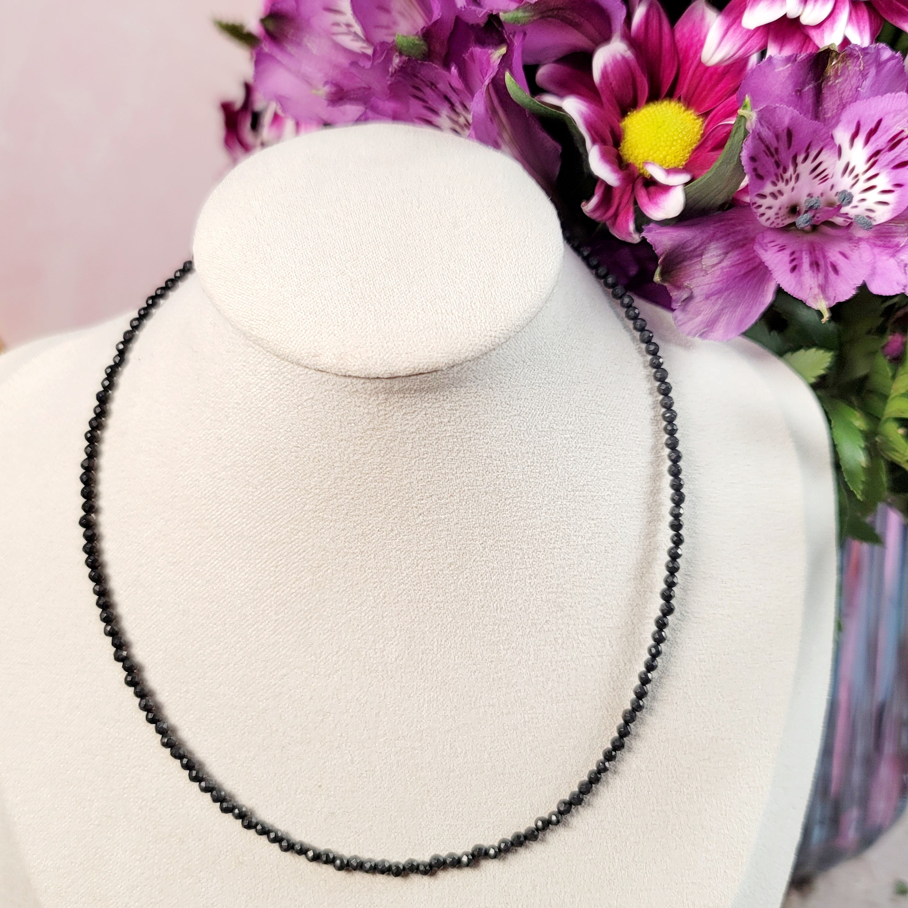Shungite Micro Faceted Choker/Layering Necklace for Protection & Purification