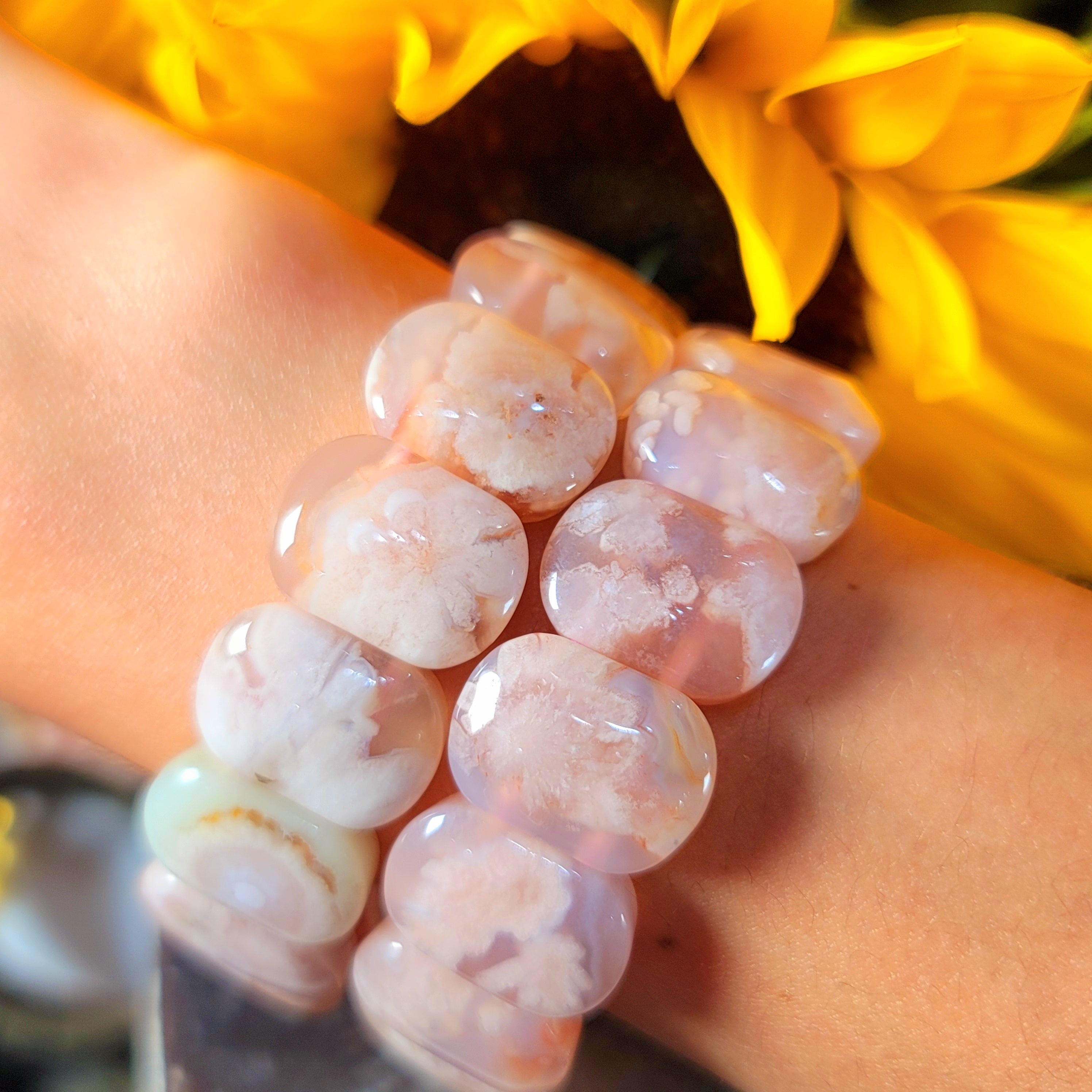 Flower Agate Stretchy Bangle Bracelet for Blossoming into your Full Potential