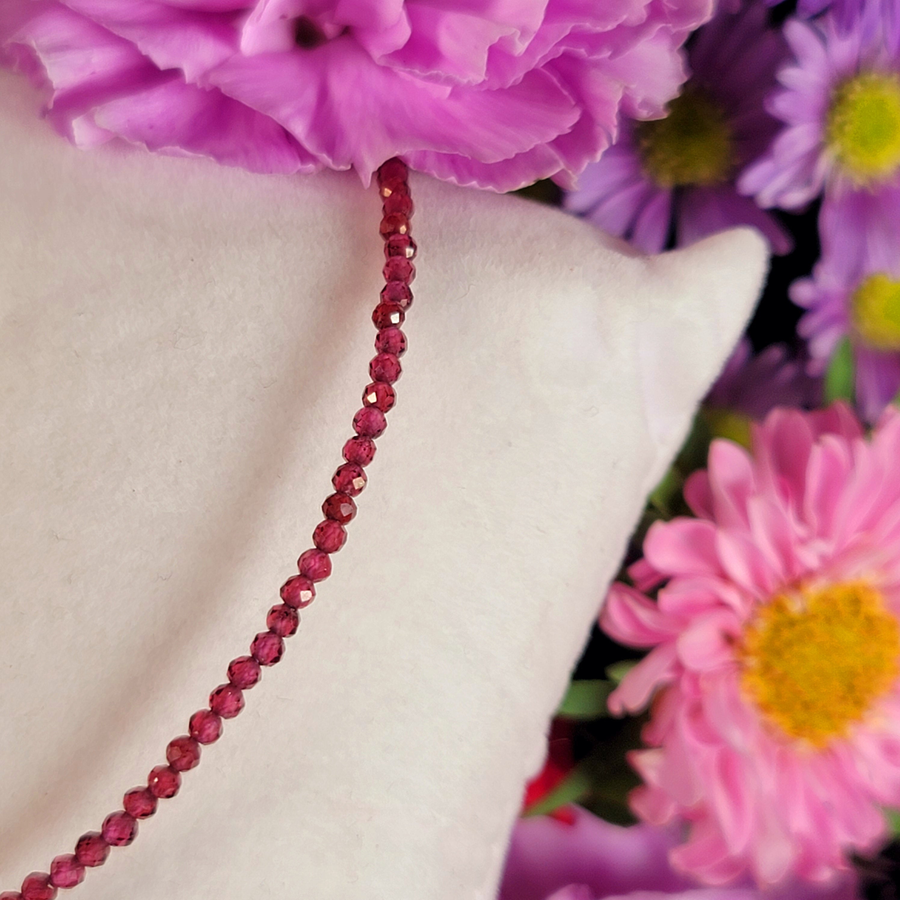 Rhodolite Garnet Faceted Anklet .925 Silver for Power, Prosperity and Protection