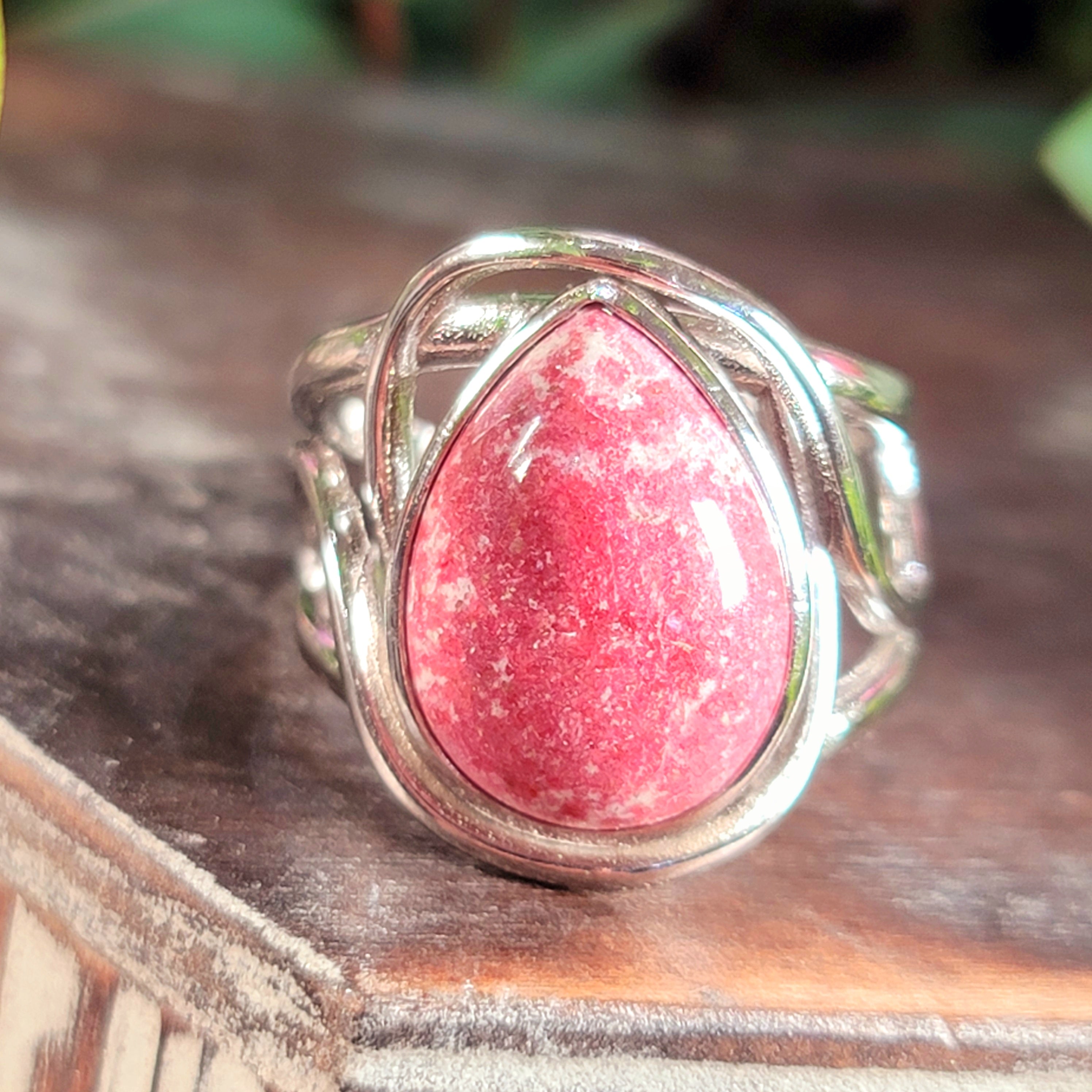 Thulite Adjustable Finger Bracelet .925 Silver for Loving Yourself and Experiencing Pleasure