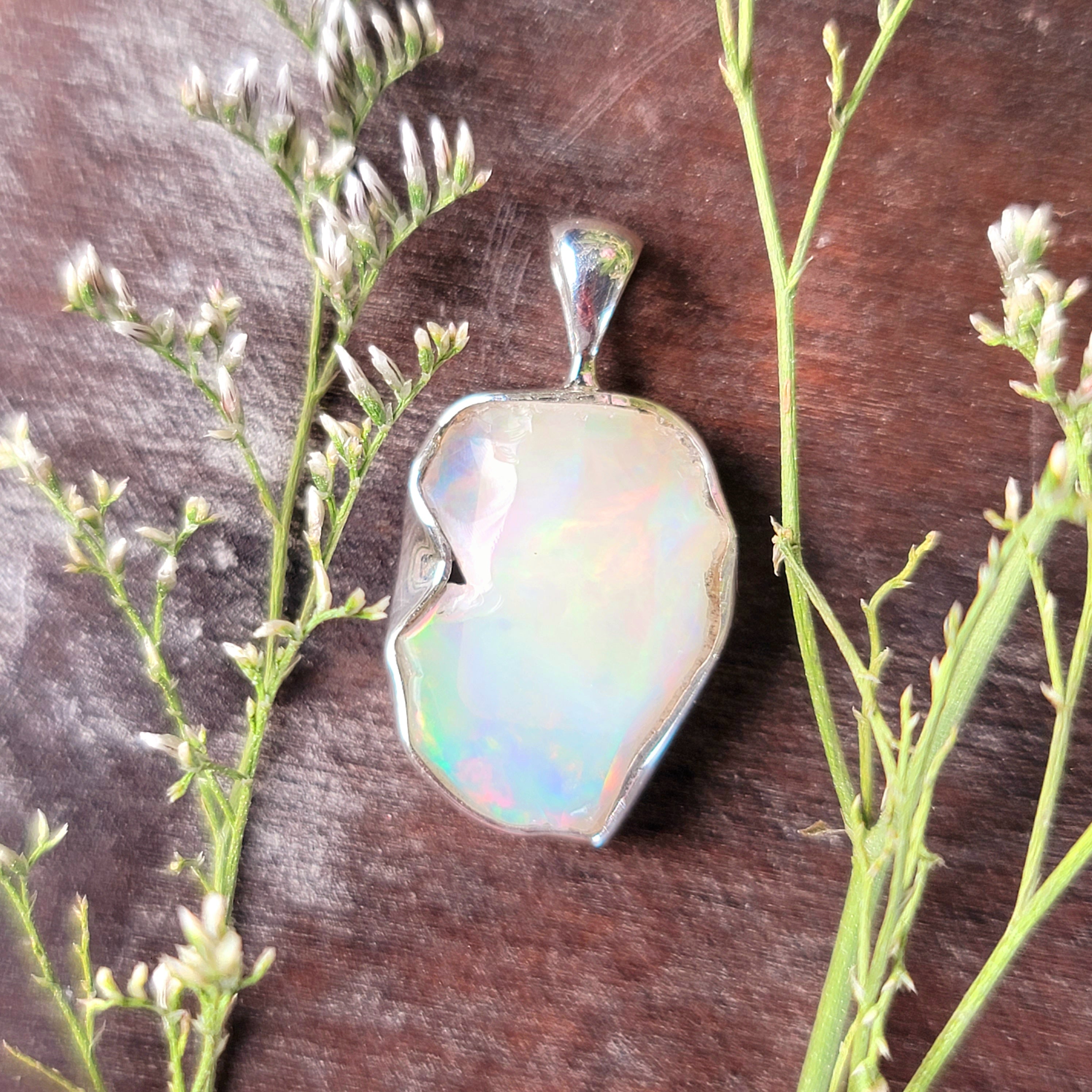 Ethiopian Opal Pendant .925 Silver for Creativity, Joy and Self Discovery