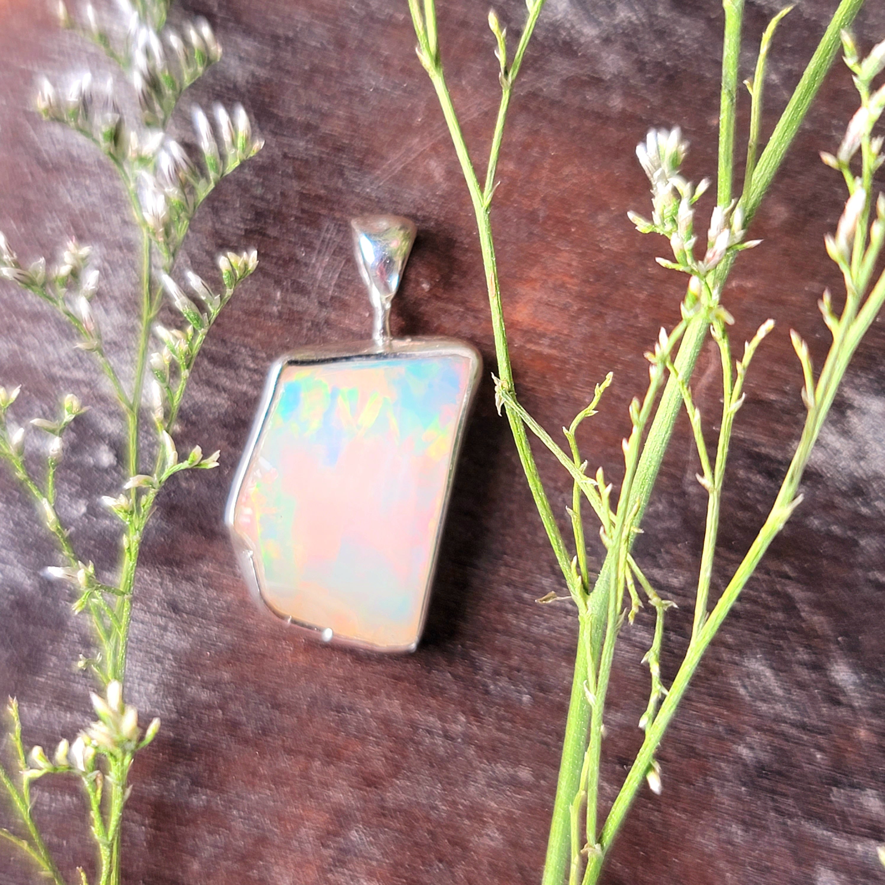 Ethiopian Opal Pendant .925 Silver for Creativity, Joy and Self Discovery