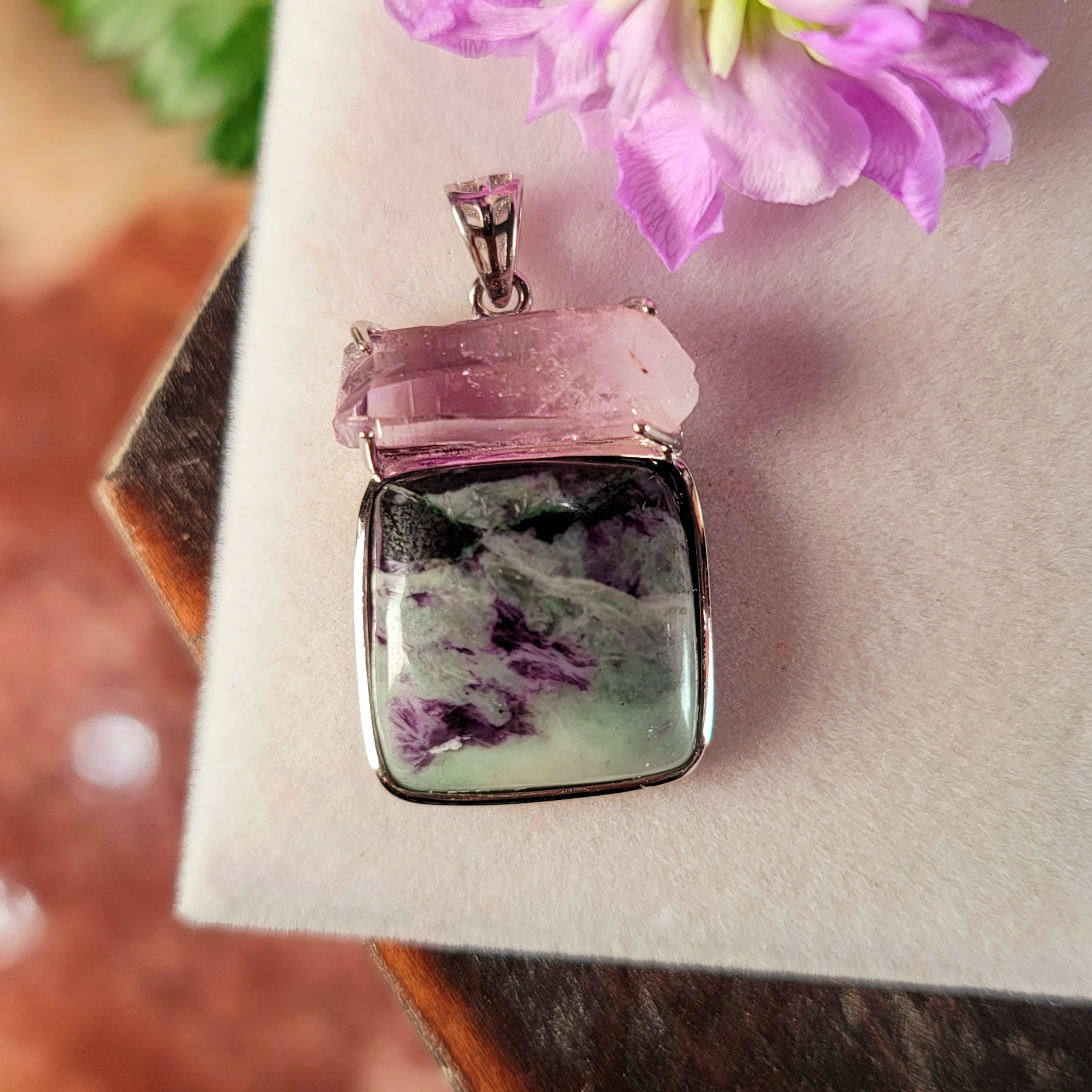 Kammererite x Vera Cruz Amethyst Pendant .925 Silver for Balance, Enlightenment and Communicating with Spirit