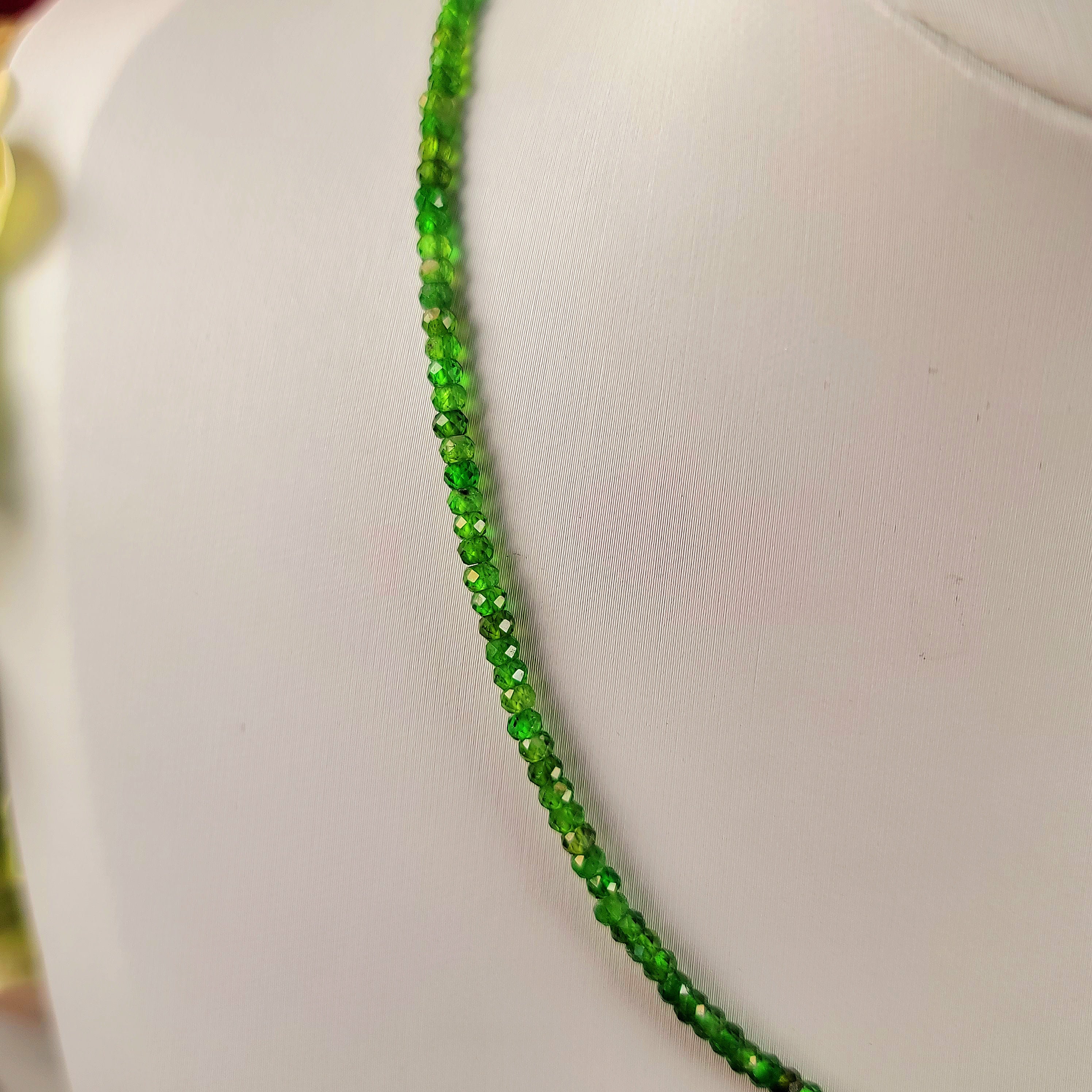 Chrome Diopside Micro Faceted Choker .925 Silver for Emotional Healing and Forgiveness