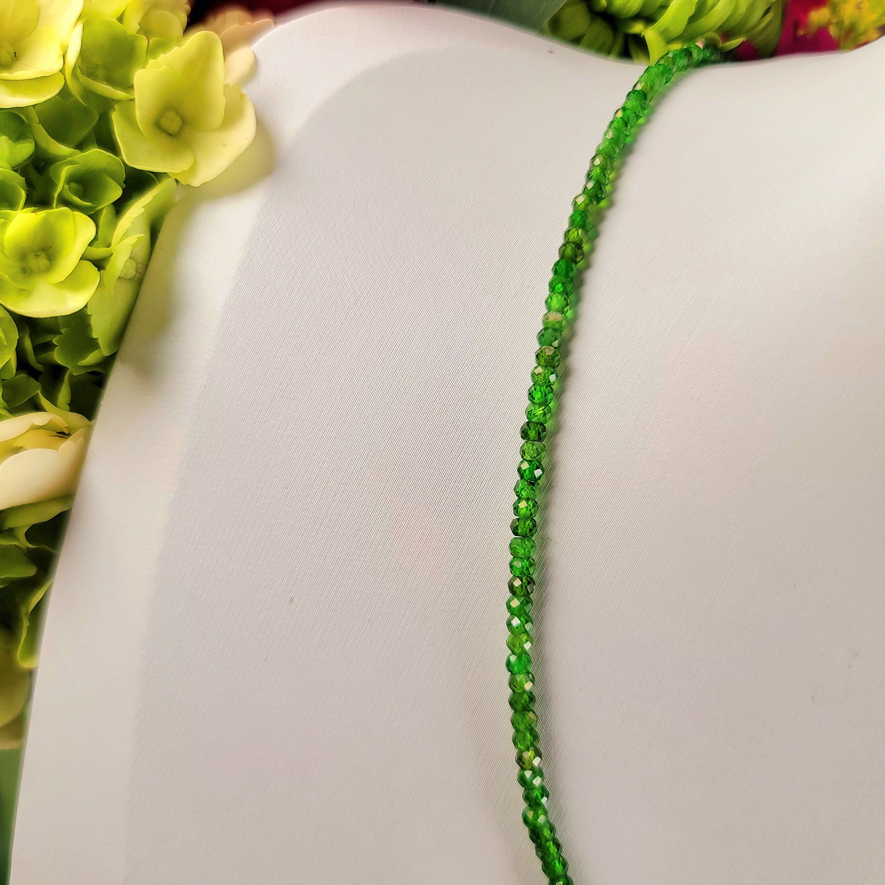 Chrome Diopside Micro Faceted Choker .925 Silver for Emotional Healing and Forgiveness