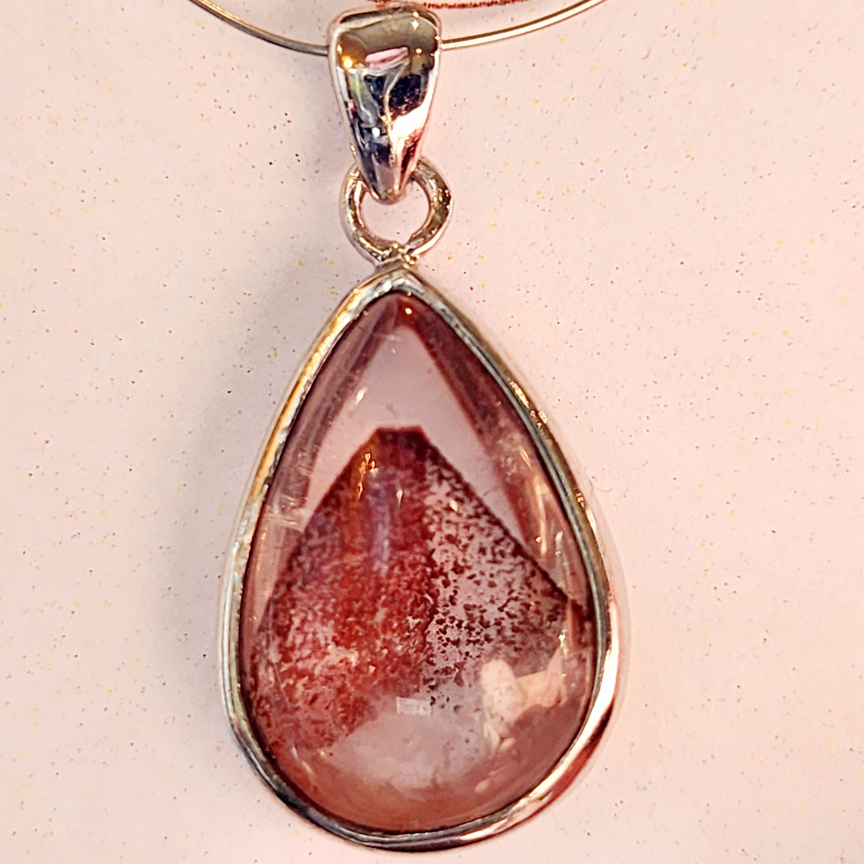 Lepidocrocite Phantom in Quartz Pendant .925 Silver for Healthy Relationships and Opening your Heart to Love