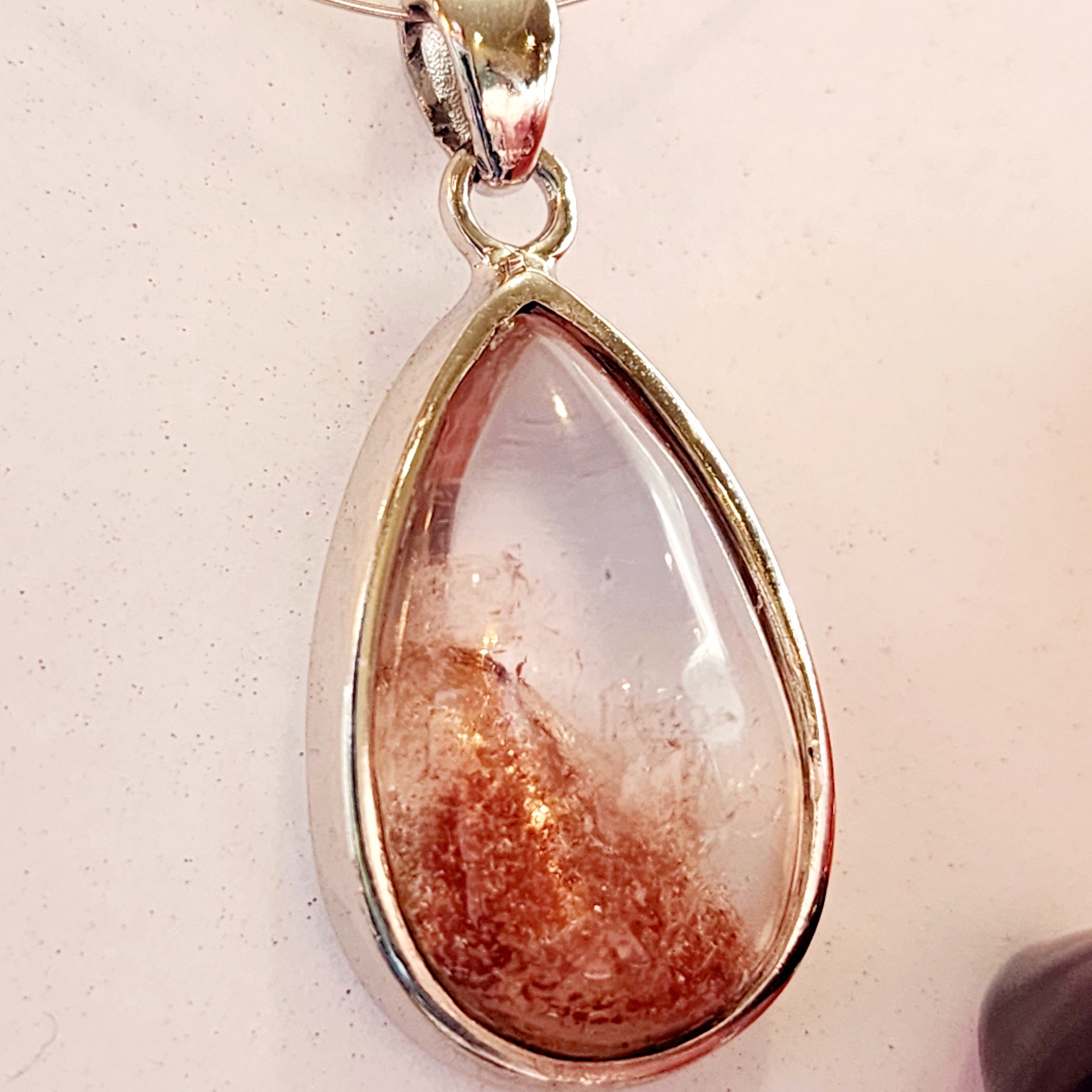 Lepidocrocite Phantom in Quartz Pendant .925 Silver for Healthy Relationships and Opening your Heart to Love
