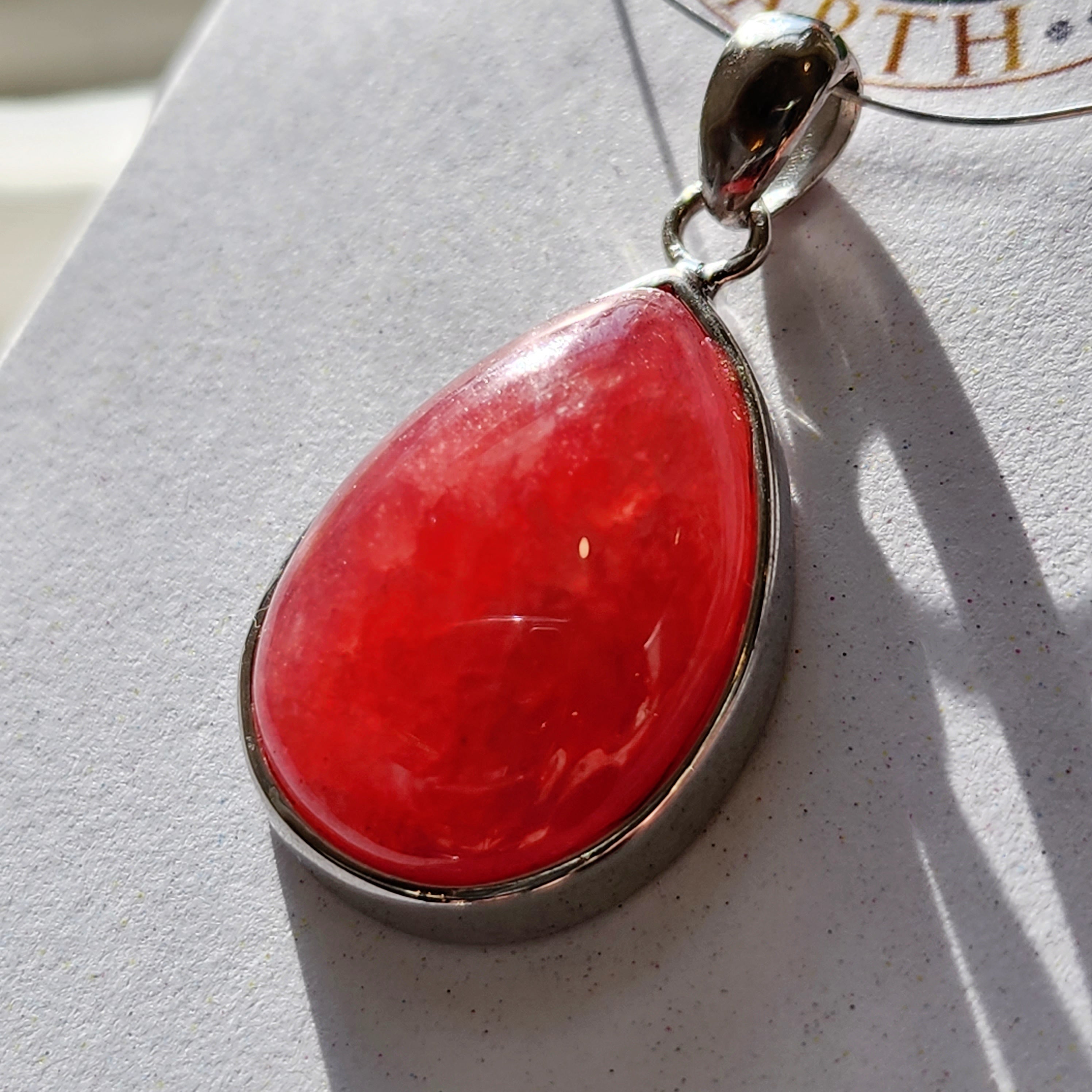 Gel Rhodochrosite Pendant .925 Silver for Heart Healing and Opening your Heart to Love