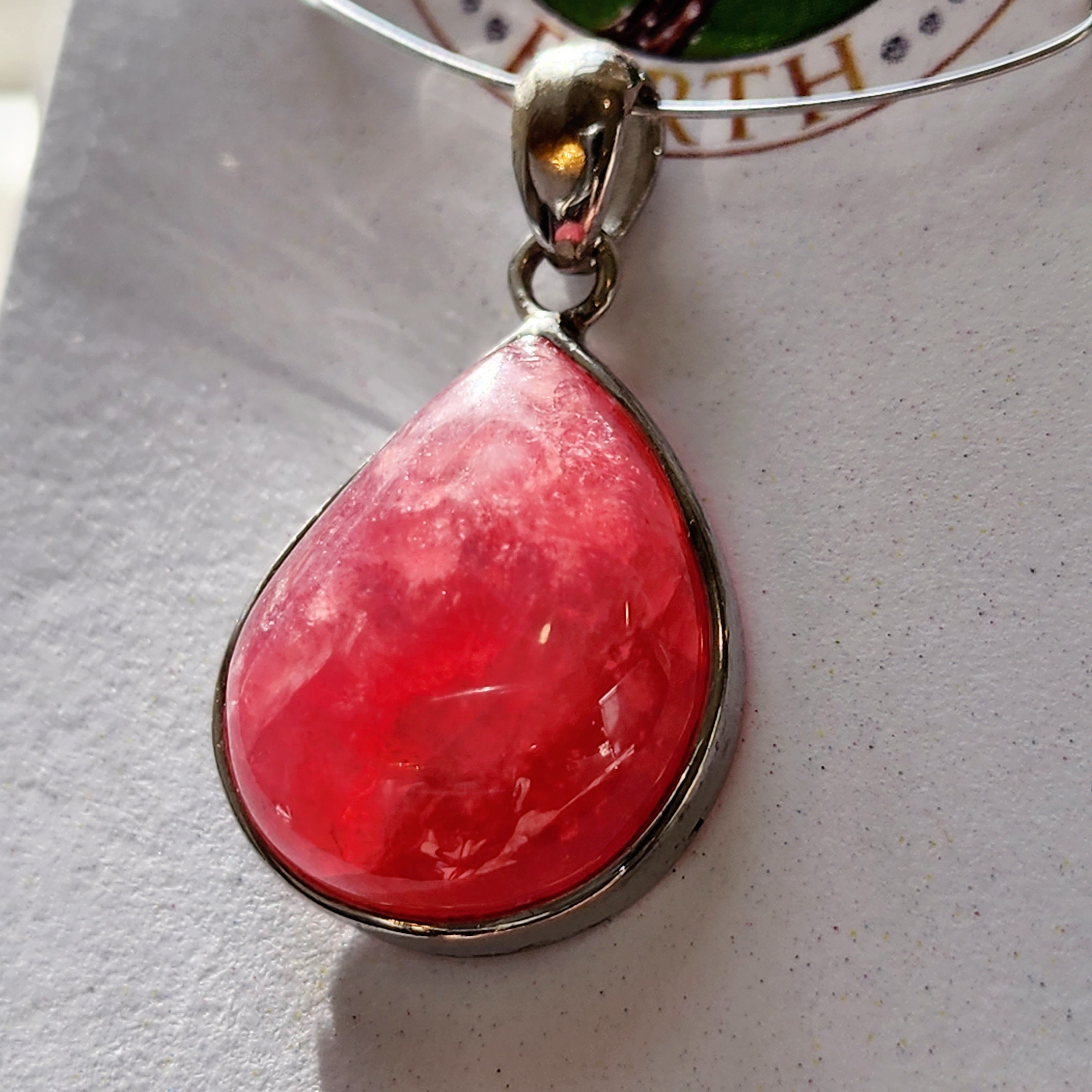 Gel Rhodochrosite Pendant .925 Silver for Heart Healing and Opening your Heart to Love