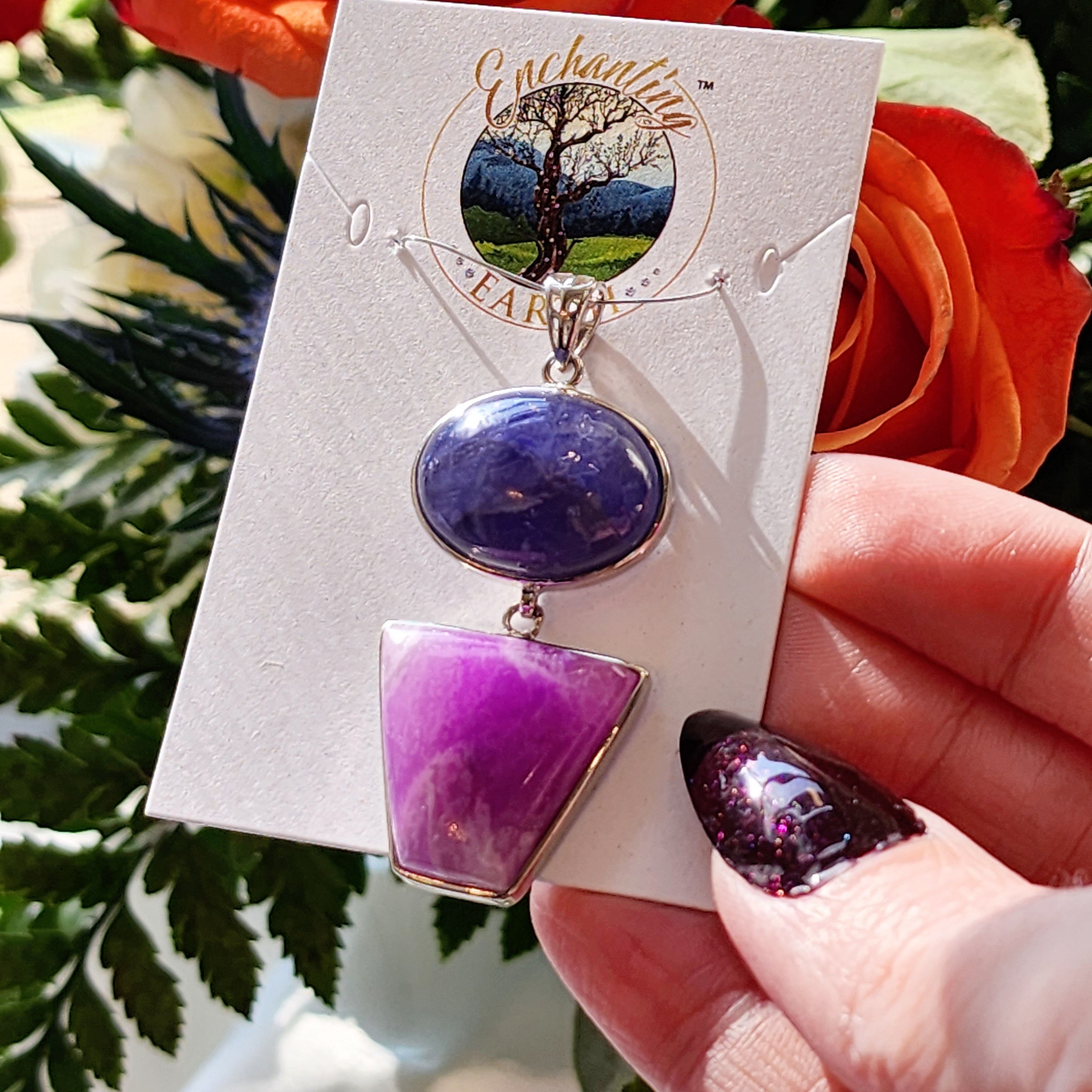 Tanzanite x Sugilite Pendant .925 Silver for Spiritual Evolution, Powerful Healing and Divine Connection