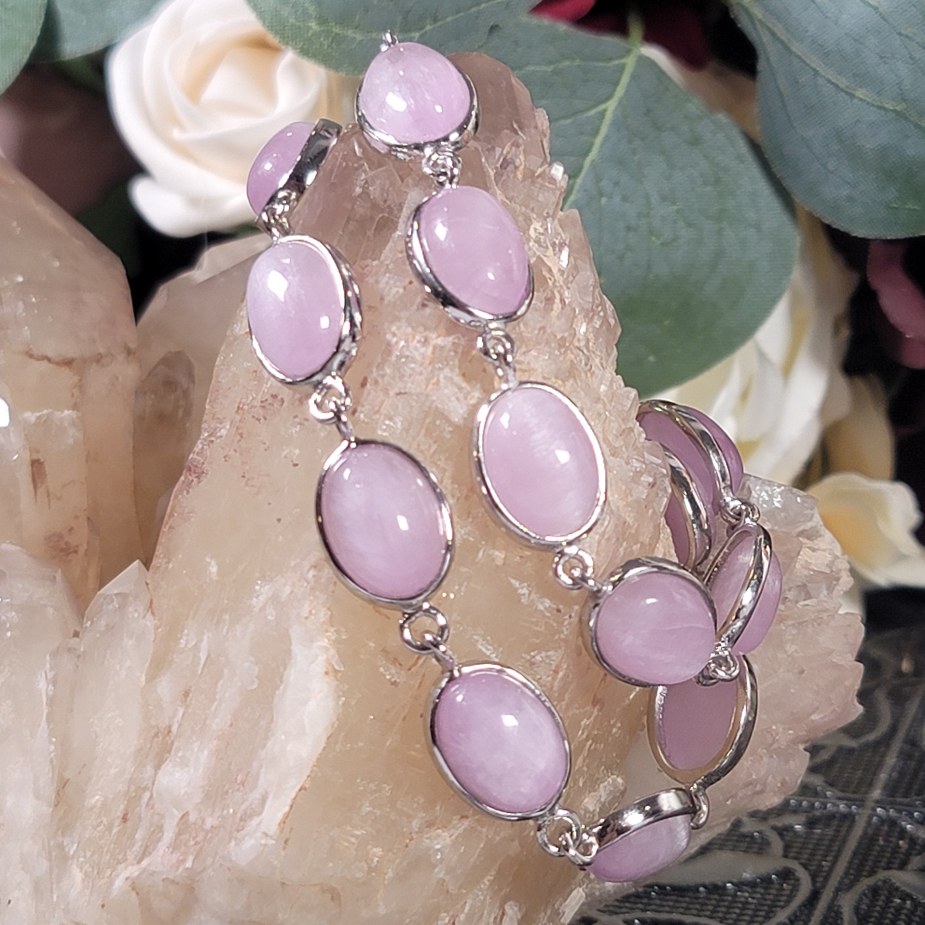 Kunzite Bracelet Silver for Emotional, Family Healing and