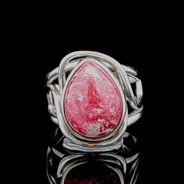 Thulite Finger Cuff Adjustable Ring .925 Silver for Expressing Love, Passion and Pleasure