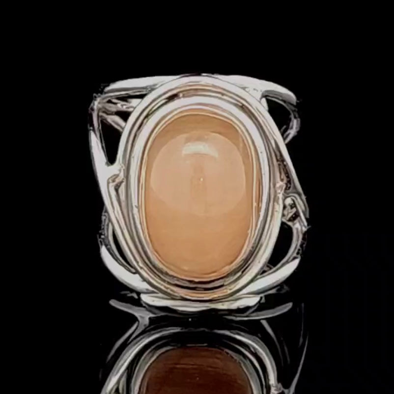Pink Rutile in Quartz Finger Cuff Adjustable Ring .925 Sterling Silver for Angelic Connection and Heart Healing