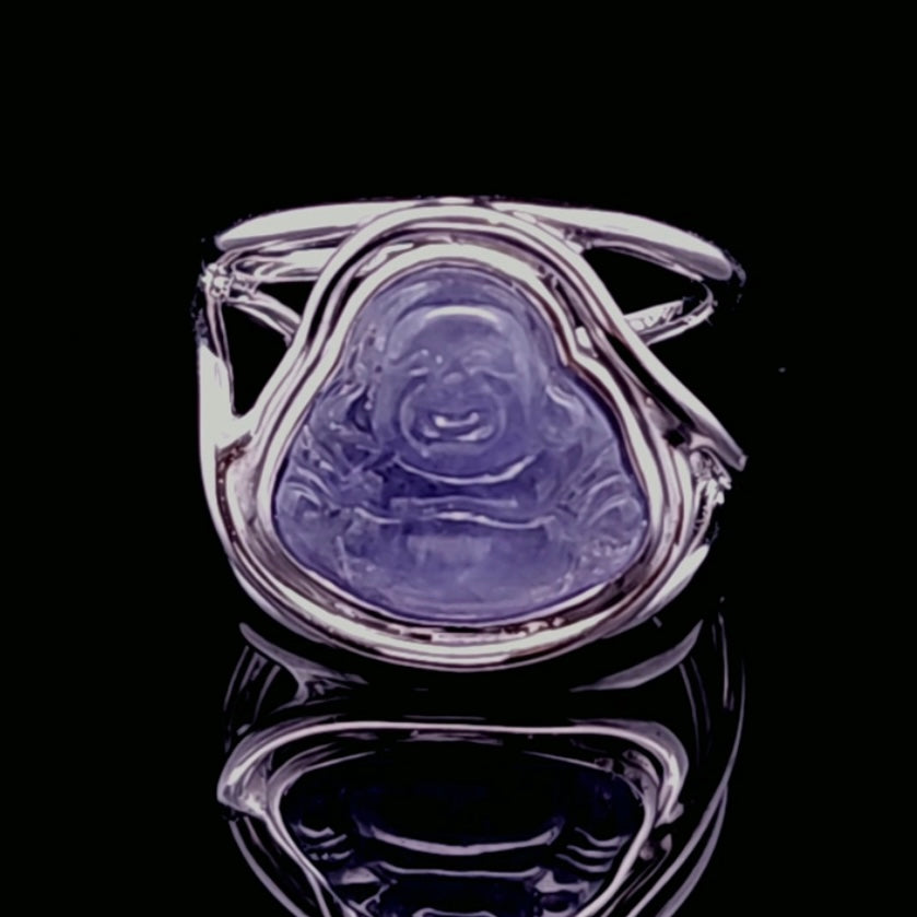 Tanzanite Buddha Adjustable Finger Cuff Ring .925 Silver (High Quality) for Higher Levels of Awareness and Divine Connection