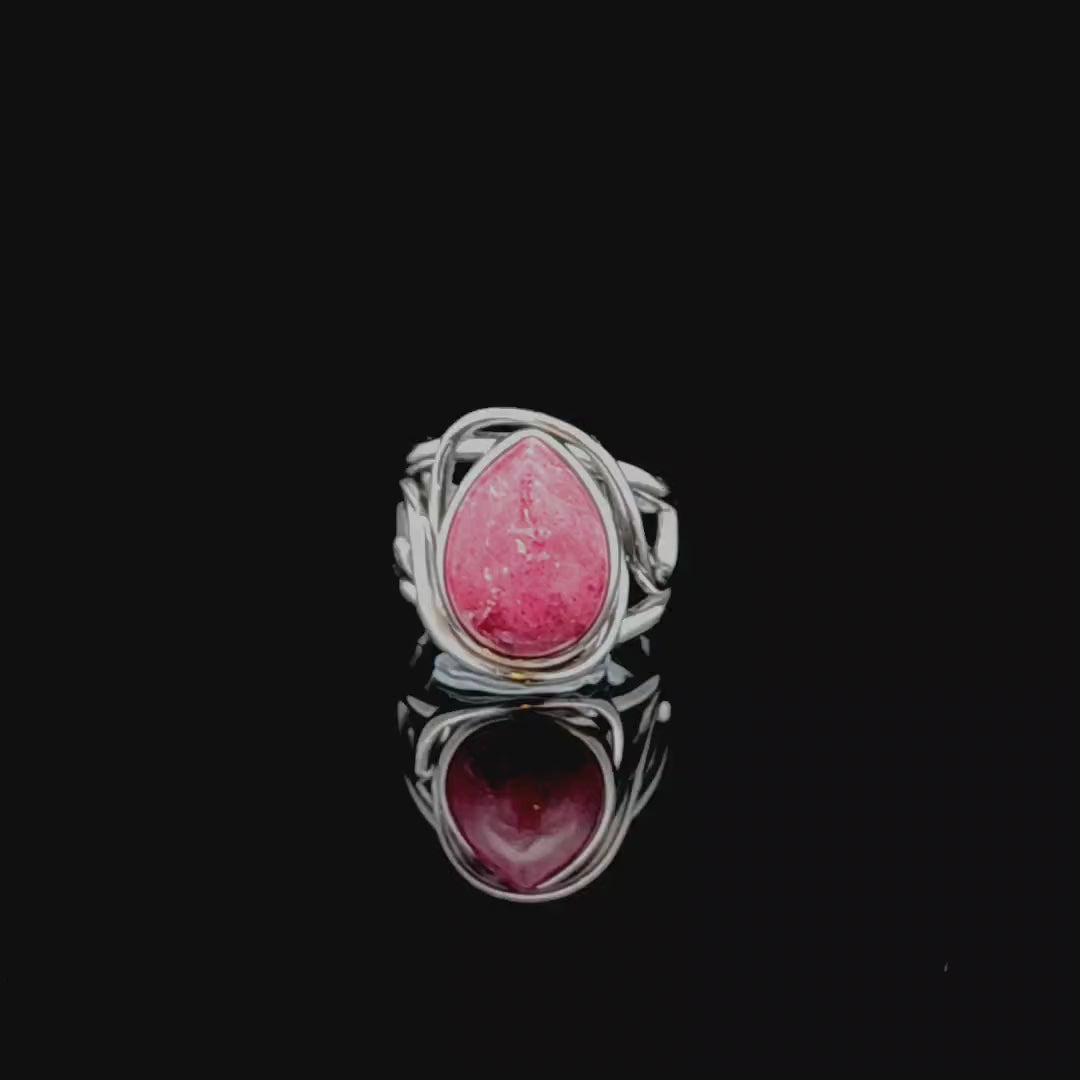 Thulite Finger Cuff Adjustable Ring .925 Silver for Expressing Love, Passion and Pleasure
