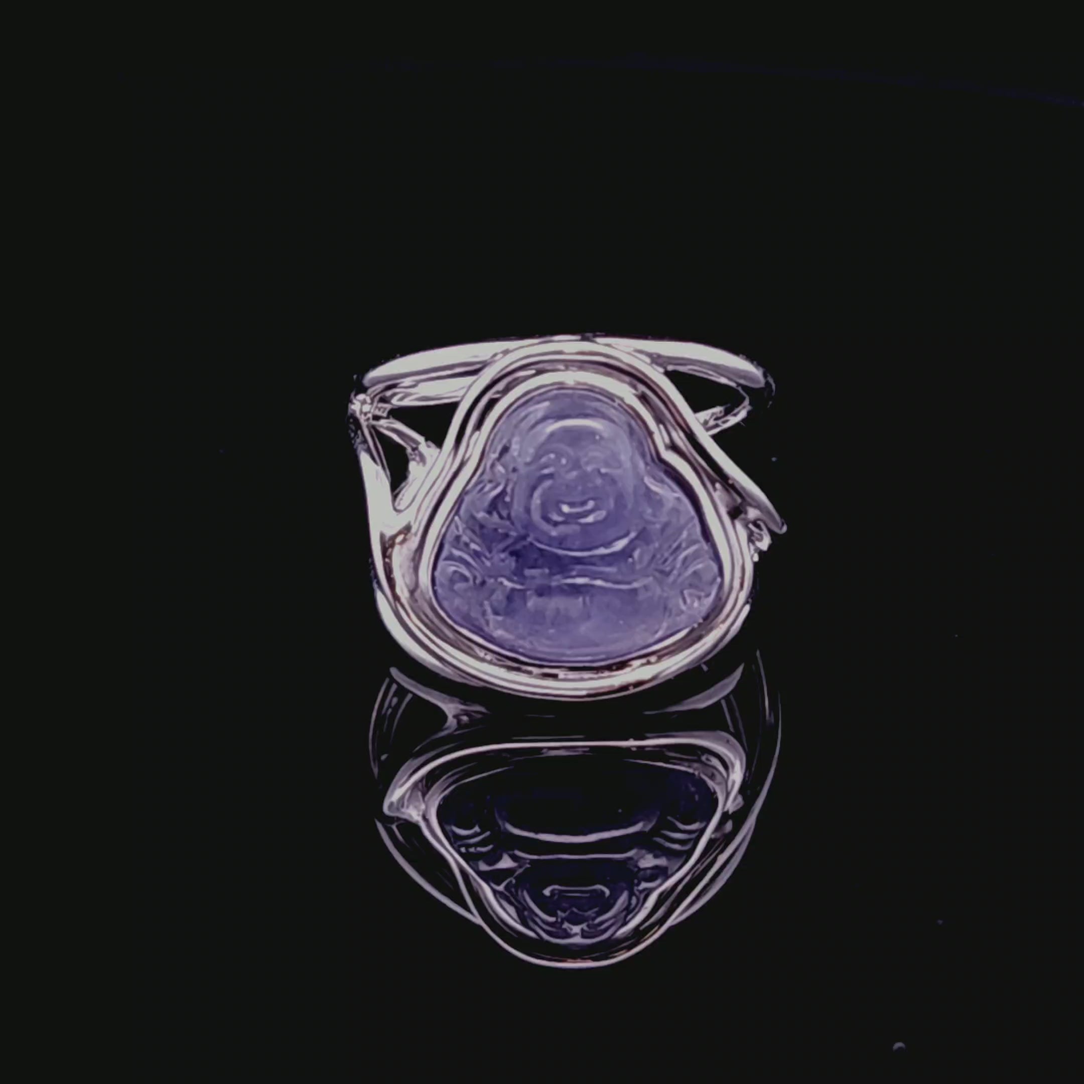 Tanzanite Buddha Adjustable Finger Cuff Ring .925 Silver (High Quality) for Higher Levels of Awareness and Divine Connection