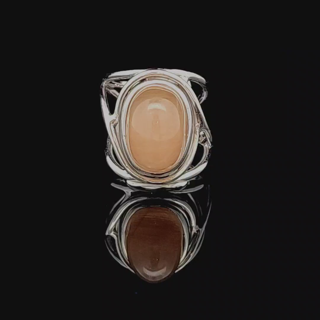 Pink Rutile in Quartz Finger Cuff Adjustable Ring .925 Sterling Silver for Angelic Connection and Heart Healing