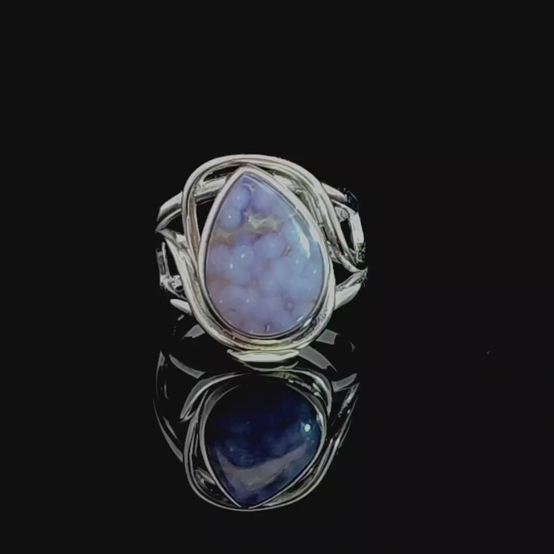 Grape Agate Finger Cuff Adjustable Ring .925 Silver for Attracting Soul Mates and Enhancing your Intuitive Gifts