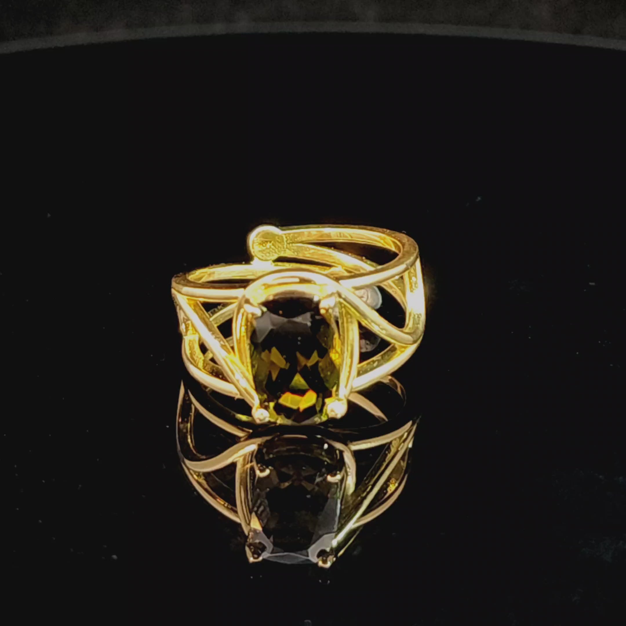 Color Shift Green Tourmaline Adjustable Finger Cuff Ring 18K Solid Gold for Heart Healing and Positive Energy