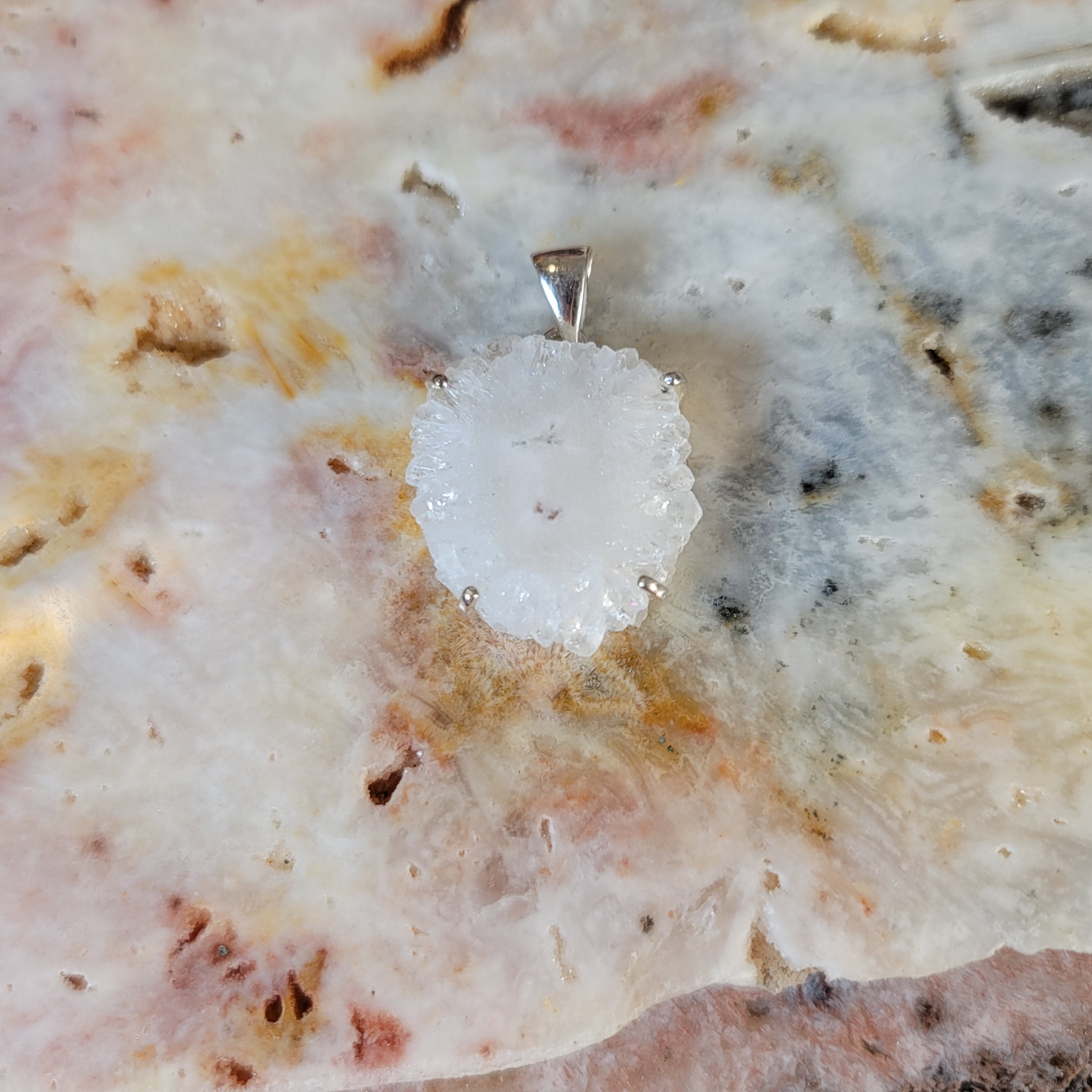 Quartz Stalactite Pendant .925 Silver for Intention Setting and Healing