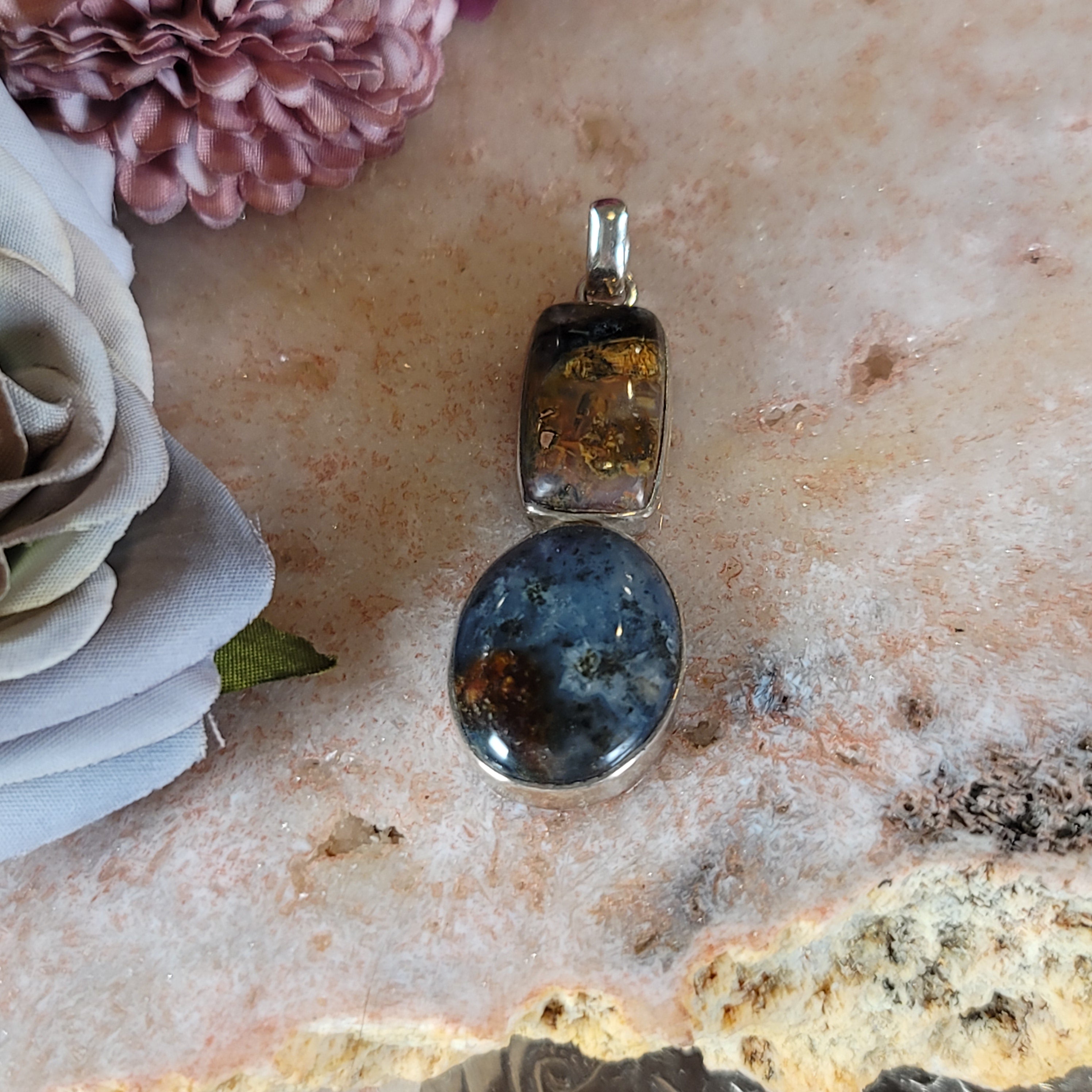 Gem Silica with Copper Pendant .925 Silver for Empowerment, Harmony and Truth