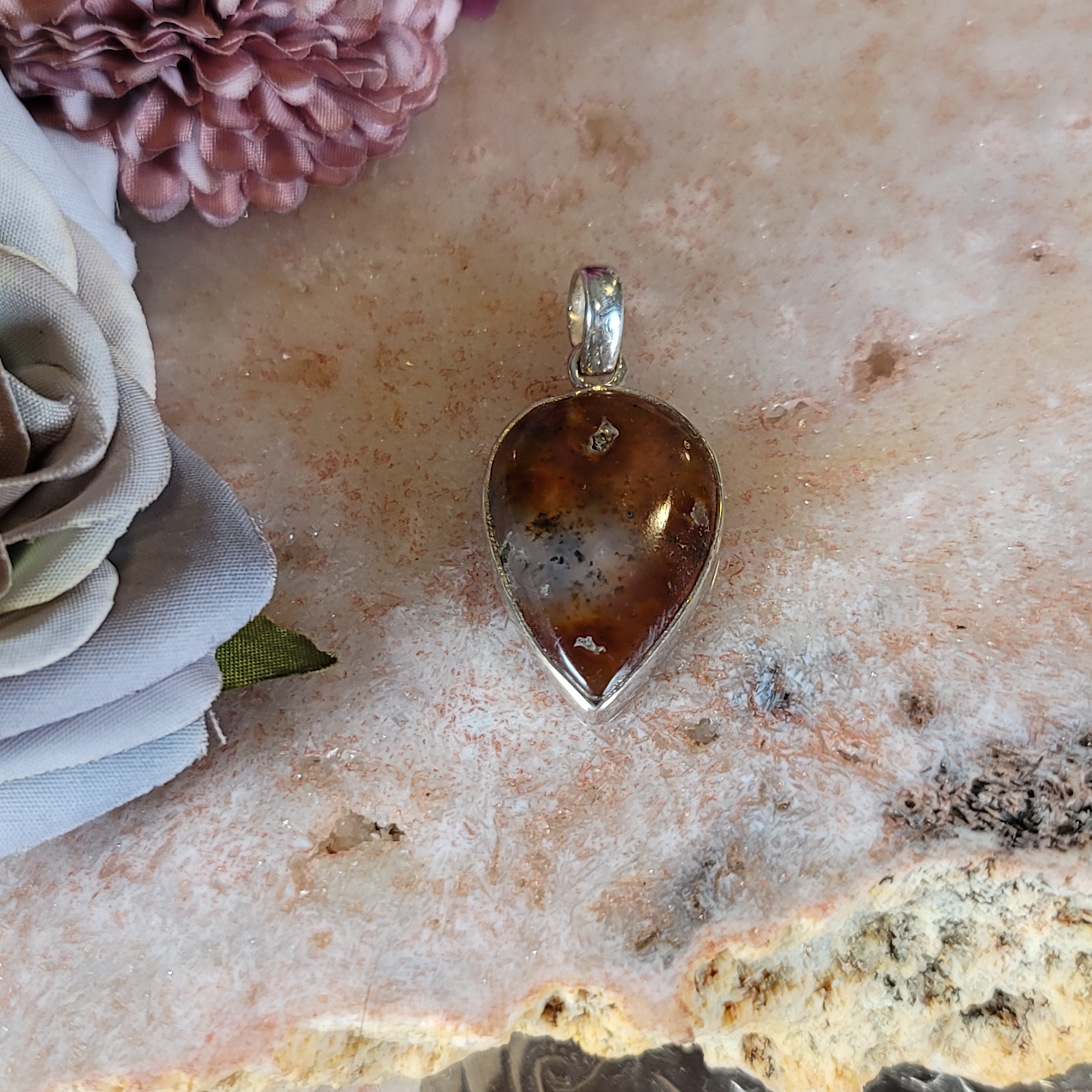 Gem Silica with Copper Pendant .925 Silver for Empowerment, Harmony and Truth