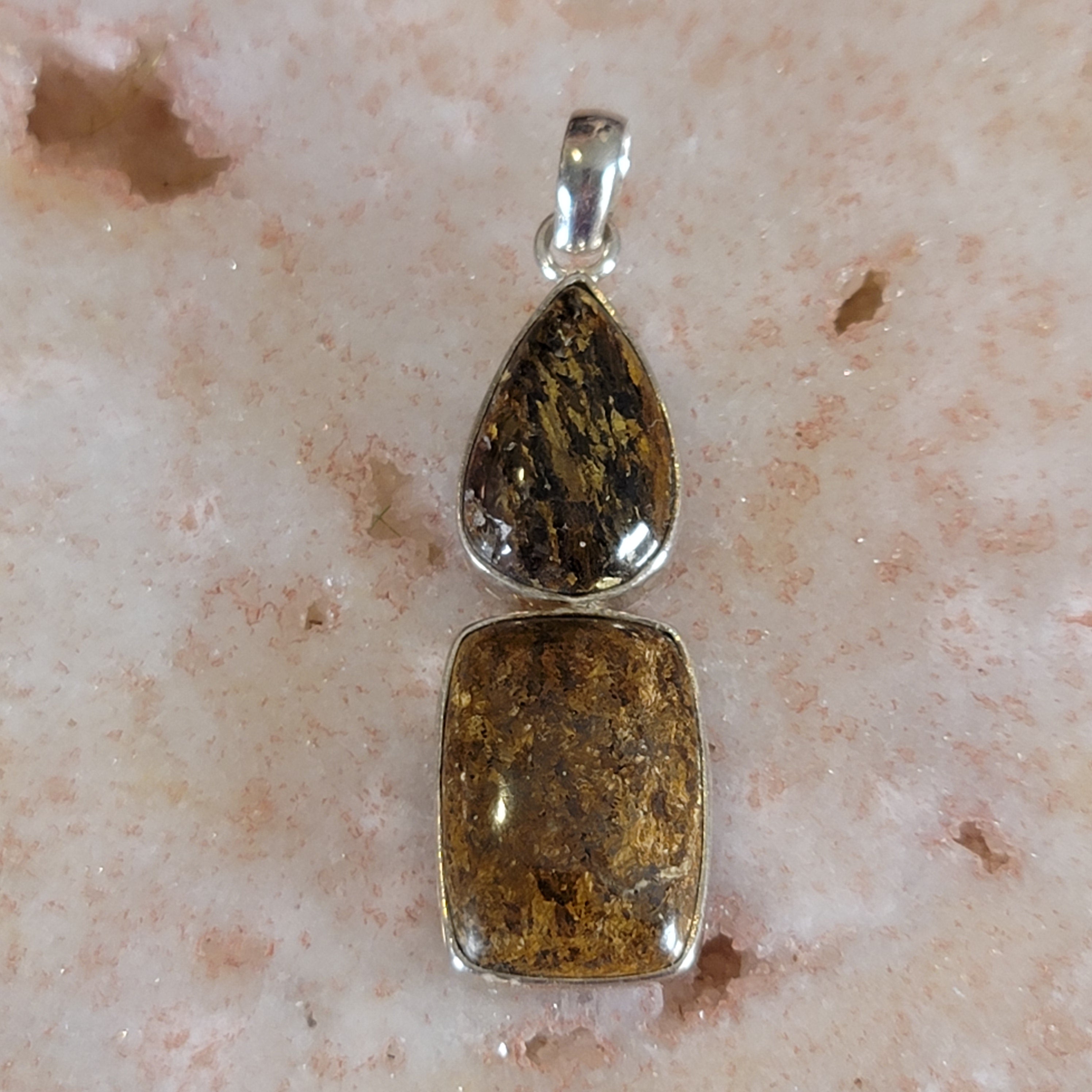 Bronzite Pendant .925 Silver for Achieving Success, Manifestation and Justice