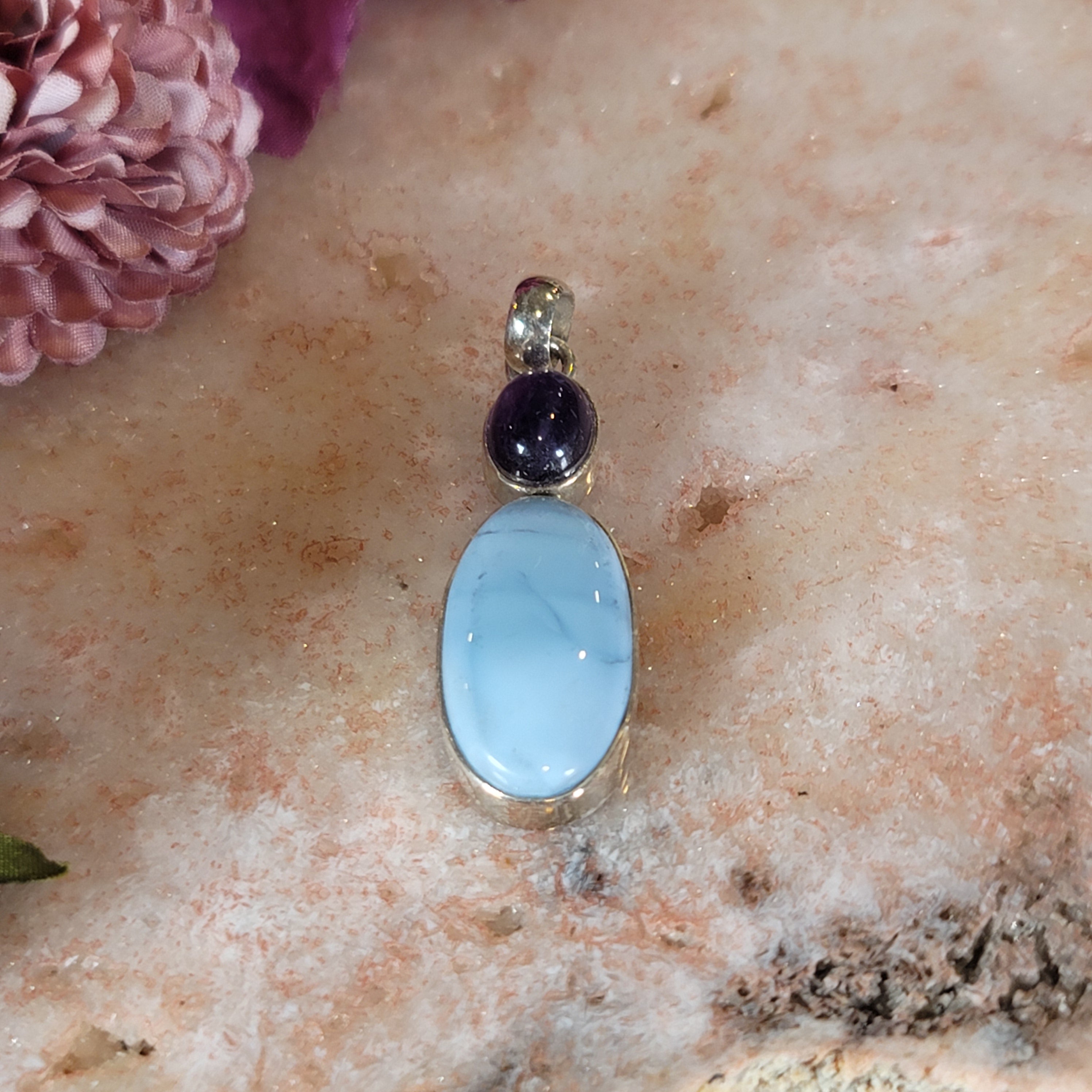 Owyhee Blue Opal Pendant .925 Silver for Communication, Peace and Guidance
