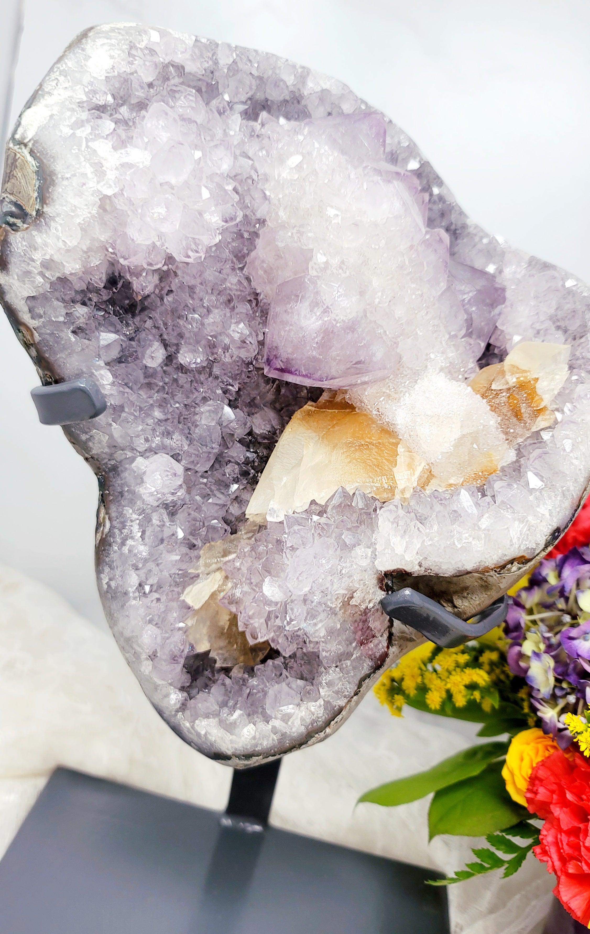 Amethyst Geode with Stand for Intuition and Protection