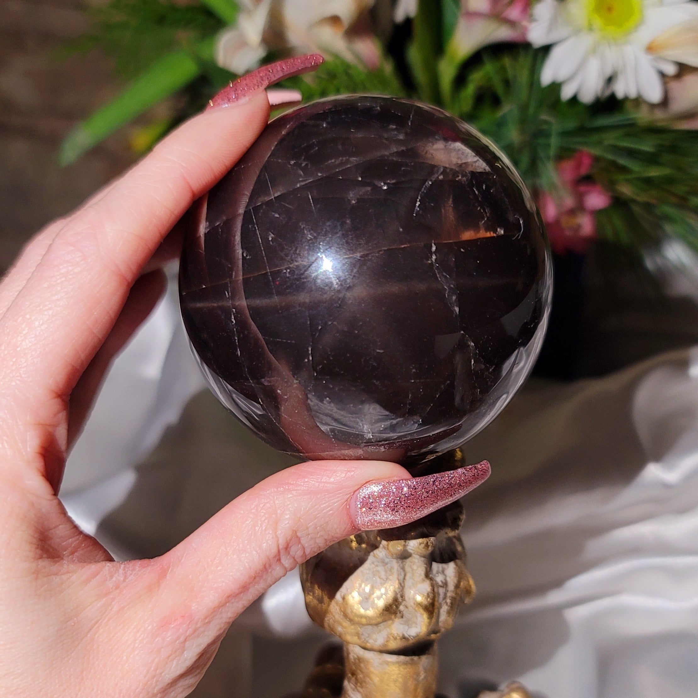 Star Smokey Blue Rose Quartz Sphere for Attraction & Opening Your Heart to Love (183T)