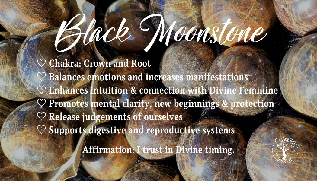 Black Moonstone with Sunstone Tumble for Confident New Beginnings