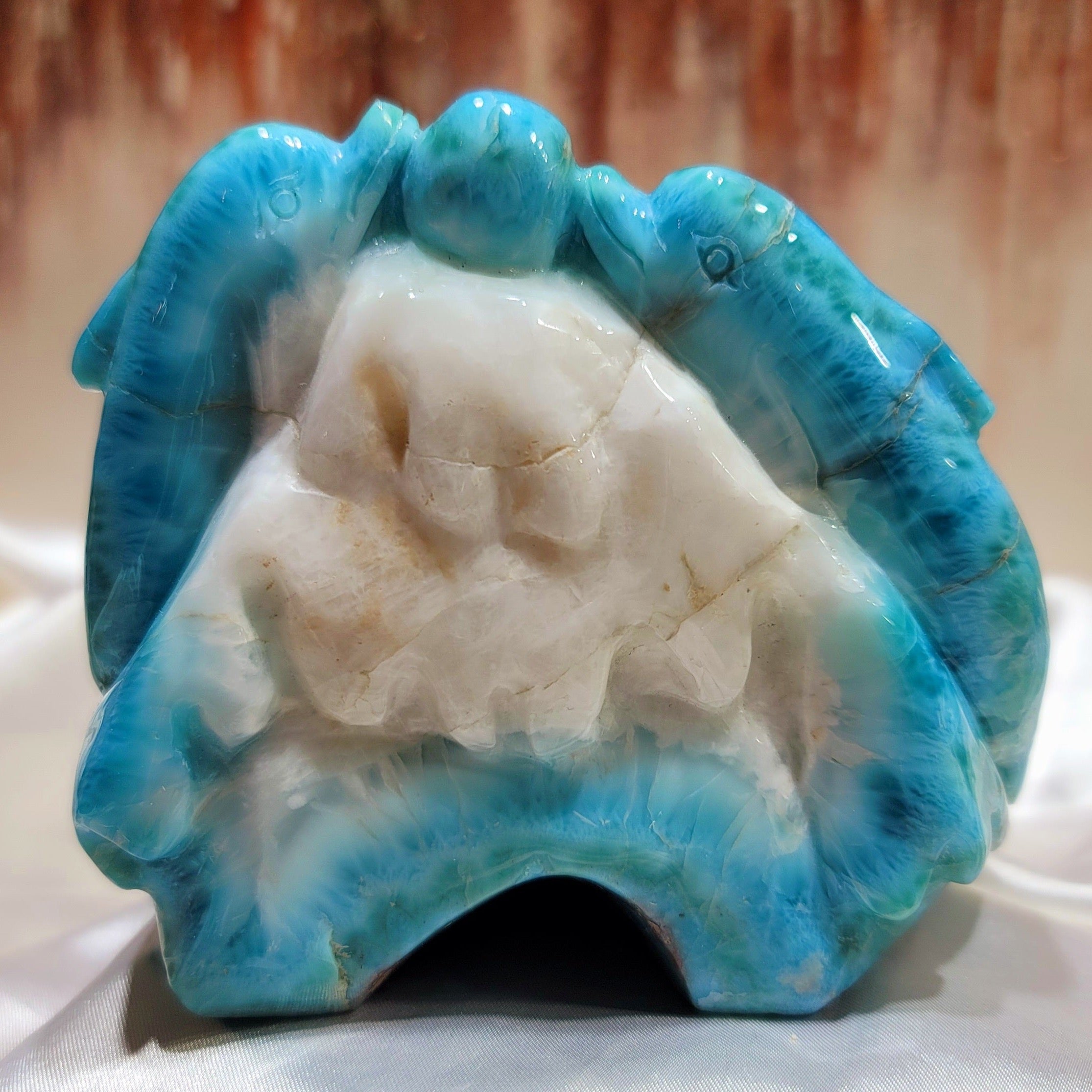 Larimar Dolphin Carving for Peace and Tranquility