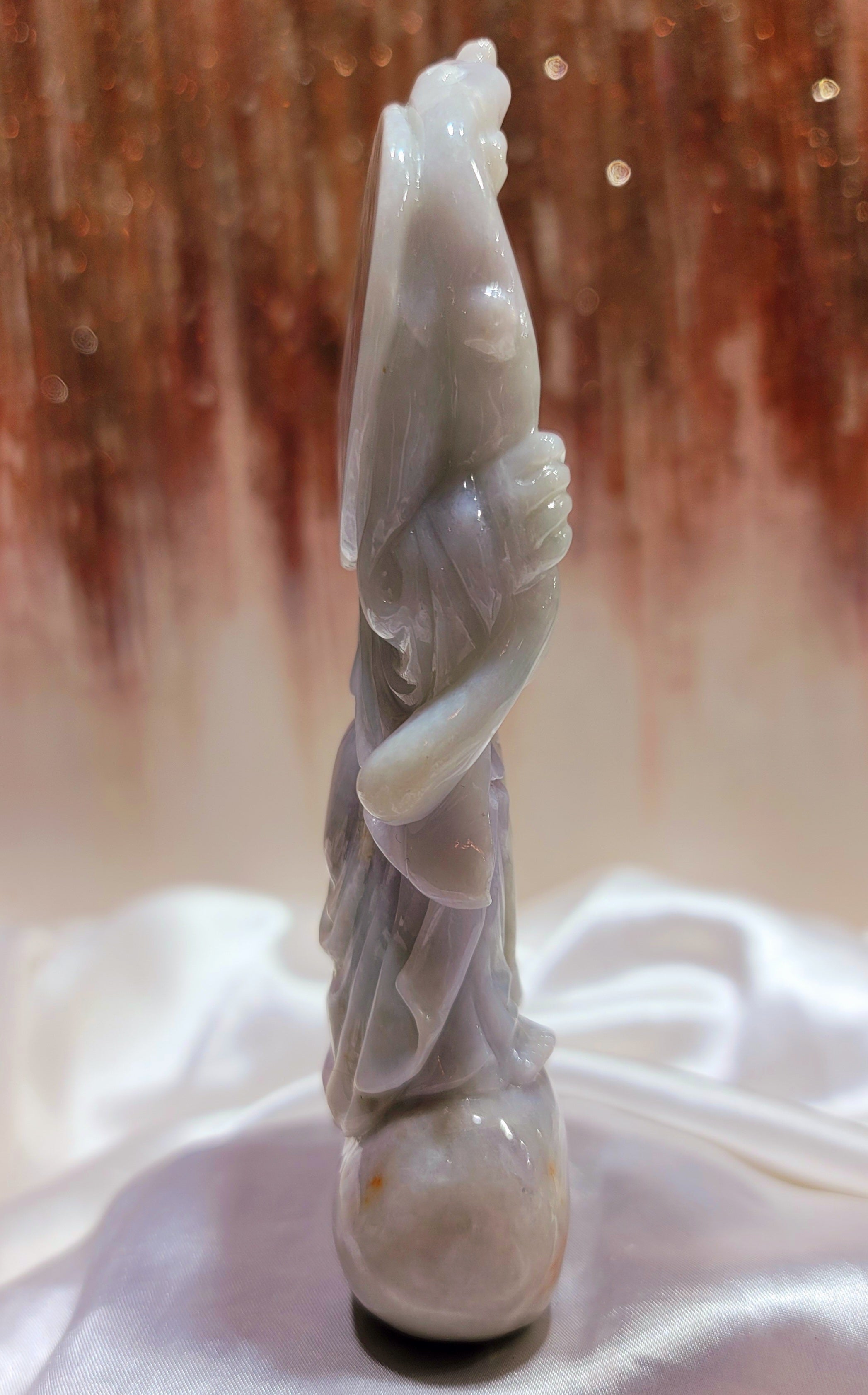 Lavender Jade Buddha Carving for Serenity