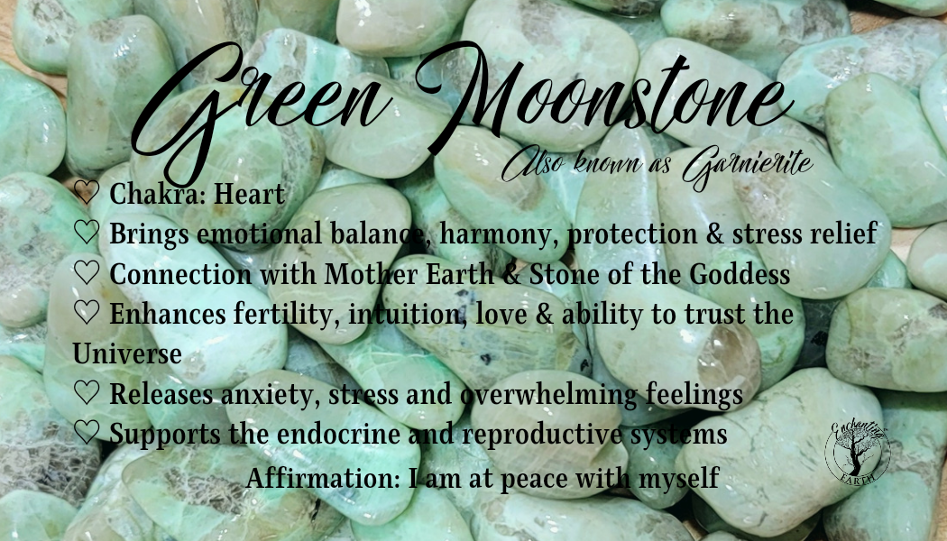 Green Moonstone Garnerite (A Grade) Tumble for Emotional Balance, Harmony and Protection