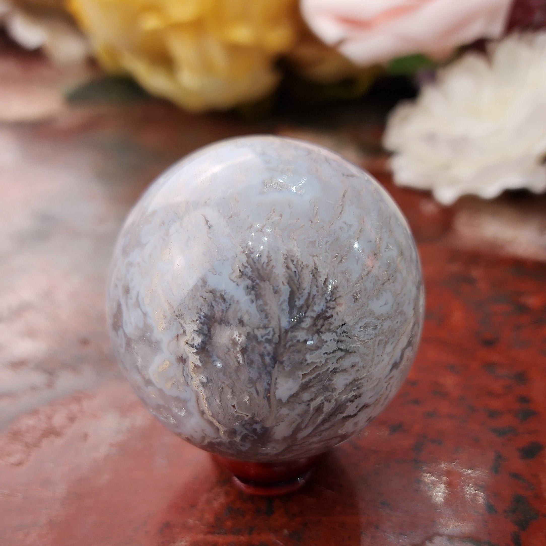 Lavender Plume Agate Sphere for Serenity