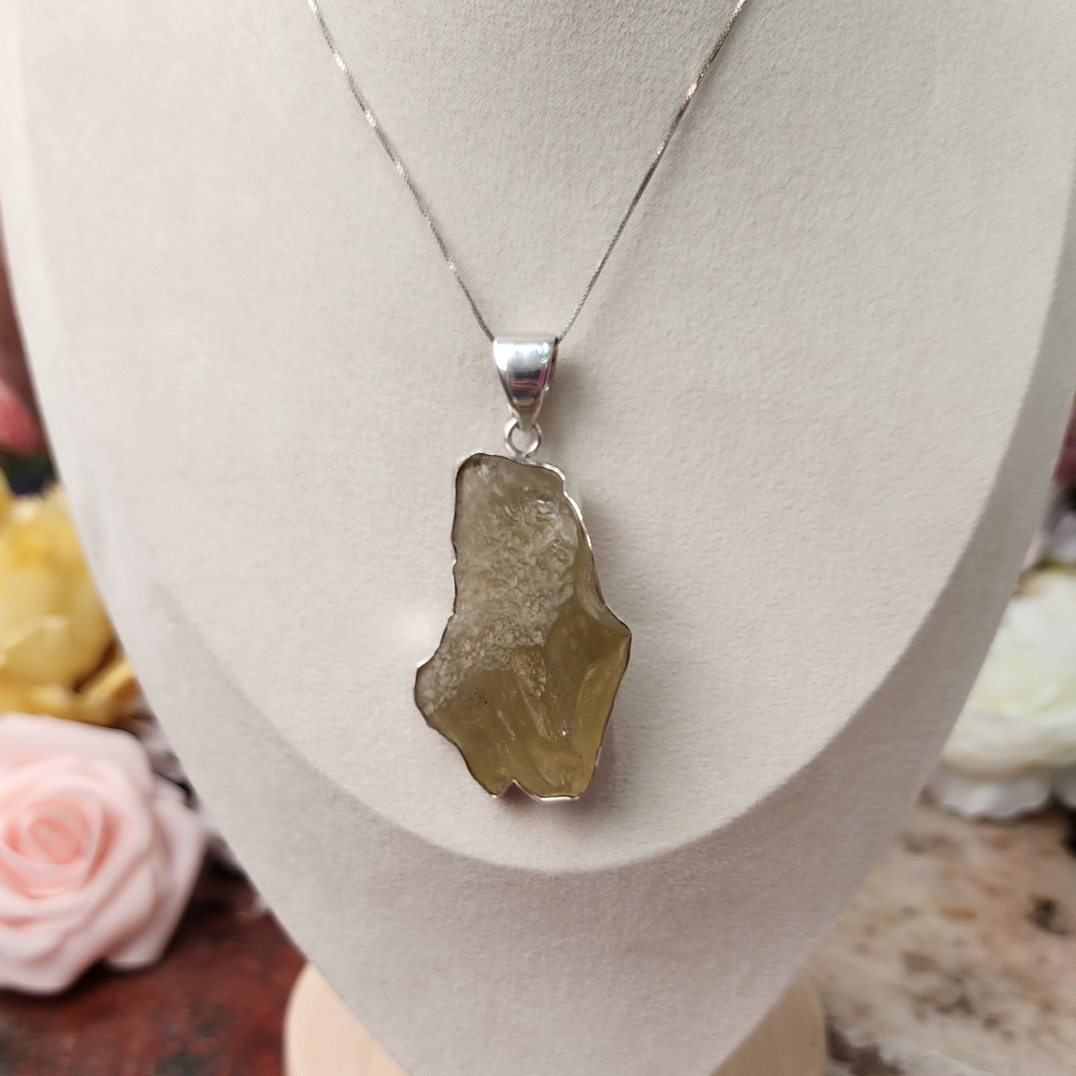 Libyan Desert Glass Necklace .925 Silver for Ascension and Manifesting