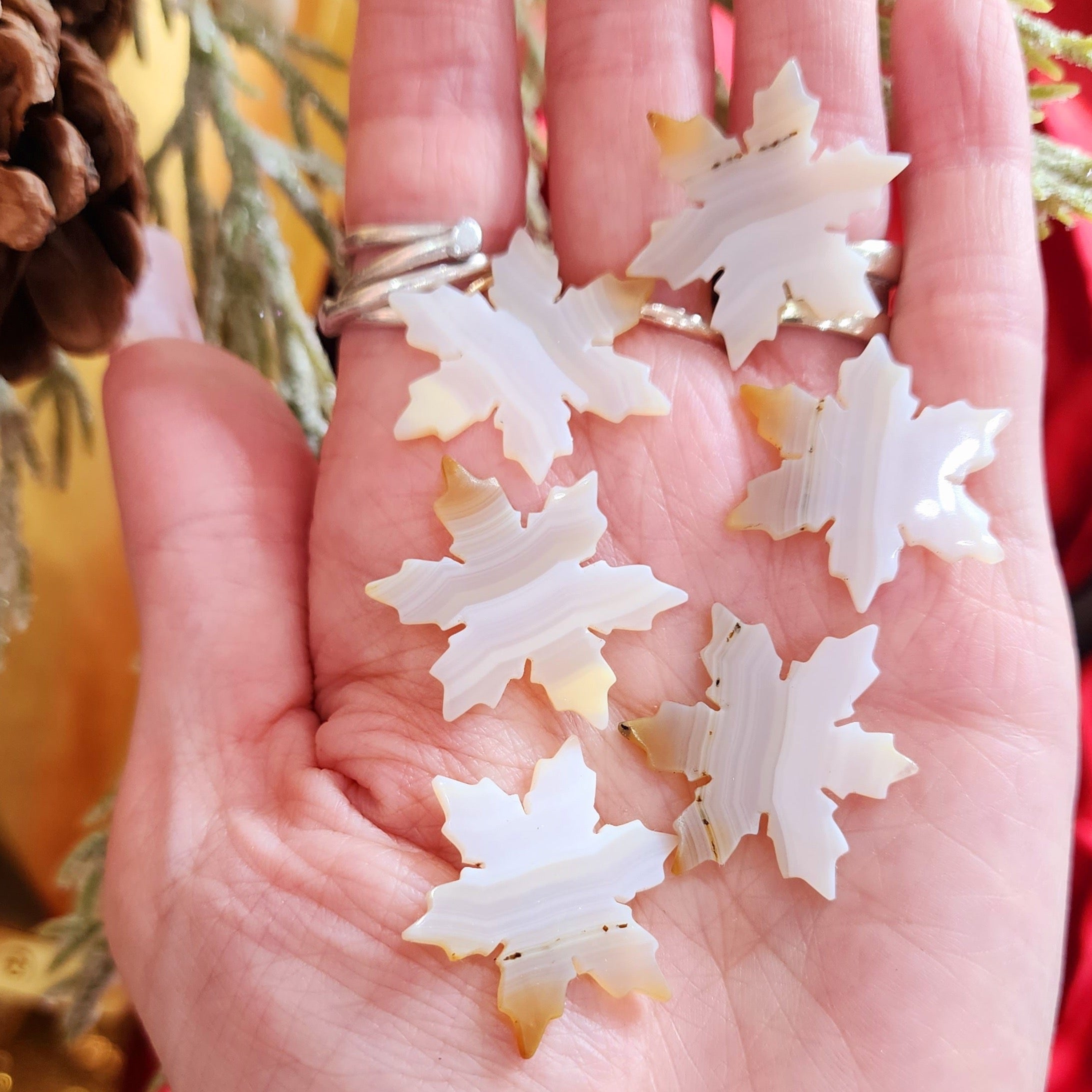 Iris Agate Snowflake Carving for Optimism and Spiritual Awareness